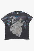 Vintage Wolf Howling All Over Print T-Shirt (1990s)
