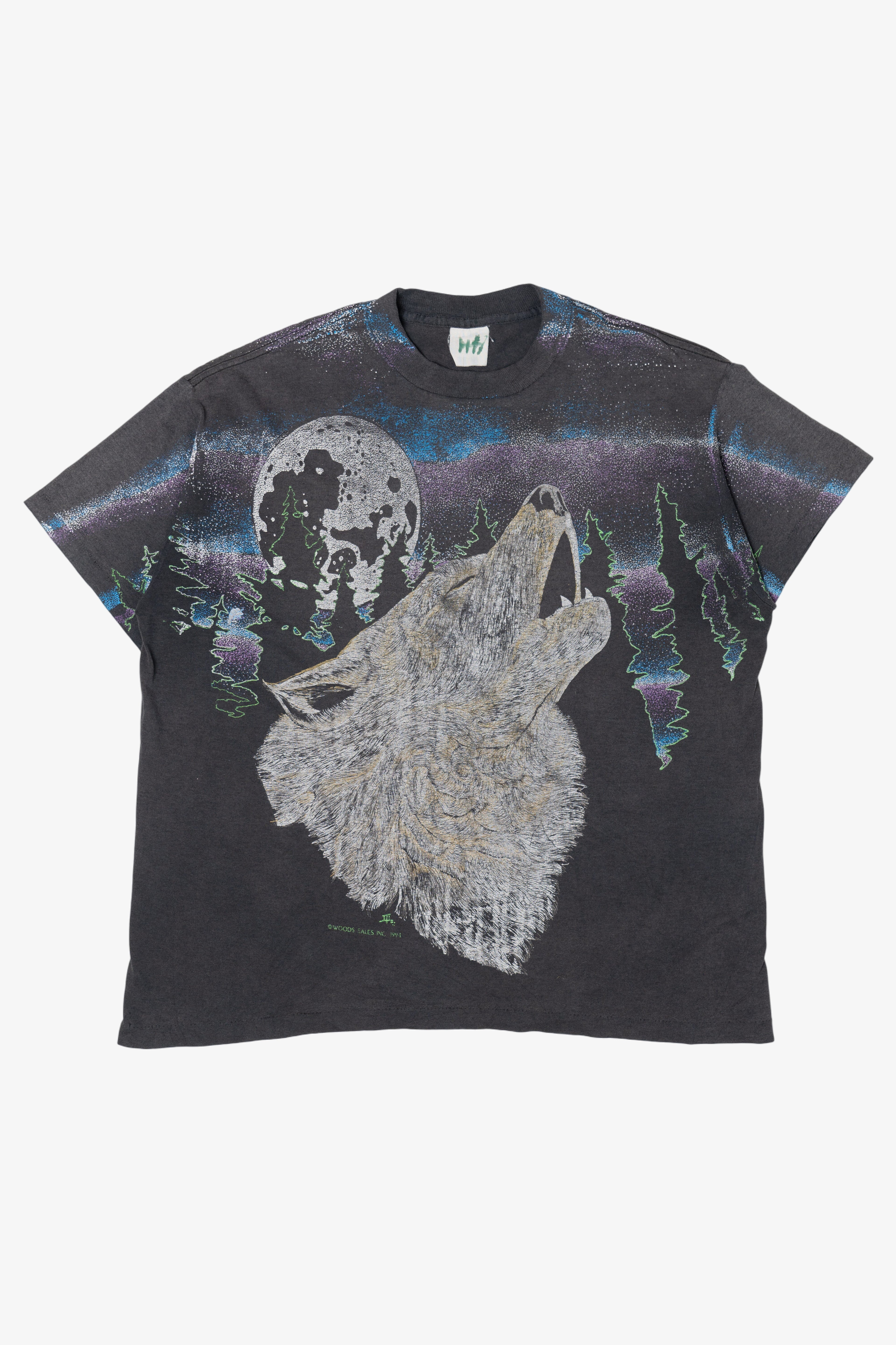 Vintage Wolf Howling All Over Print T-Shirt (1990s)