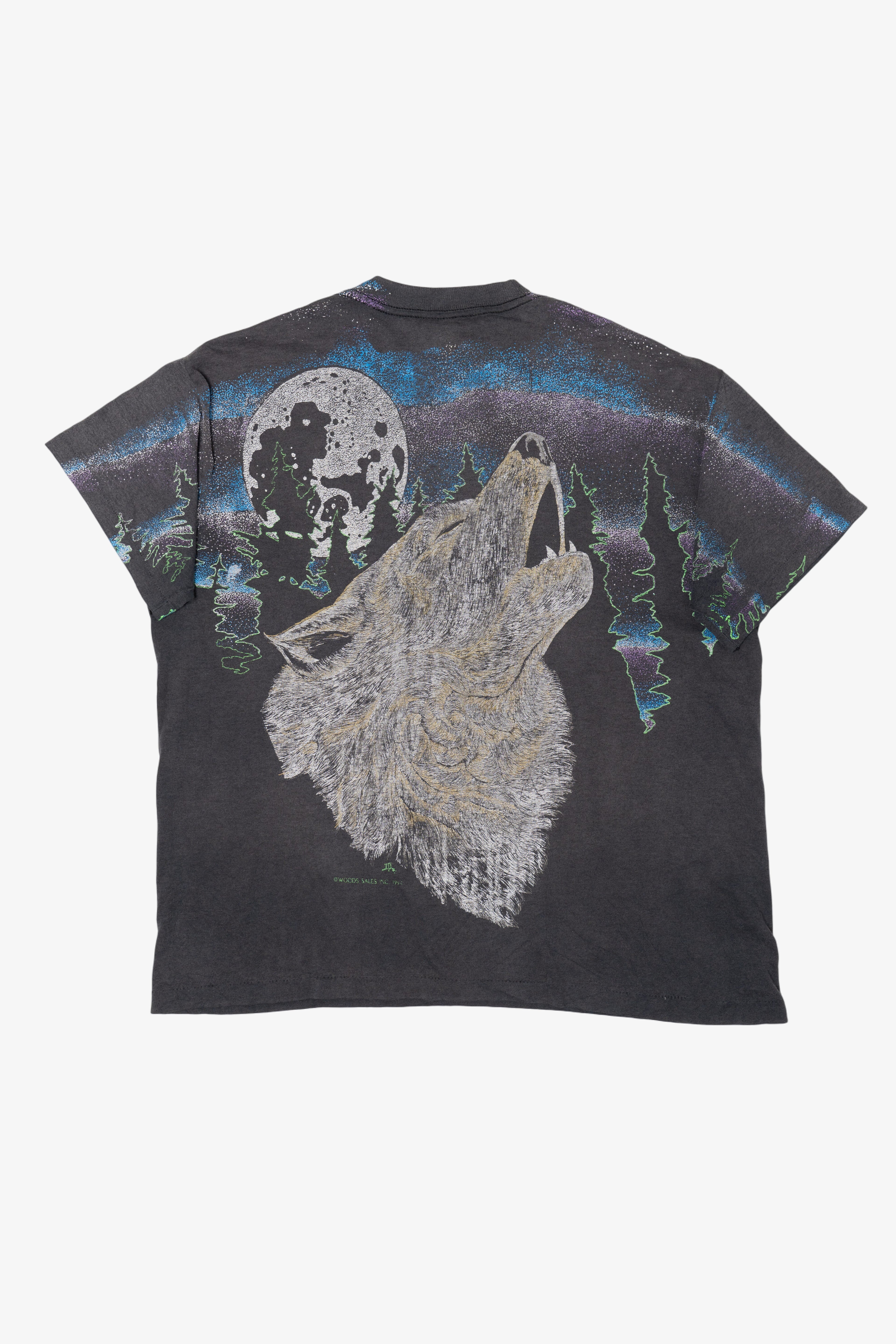 Vintage Wolf Howling All Over Print T-Shirt (1990s)