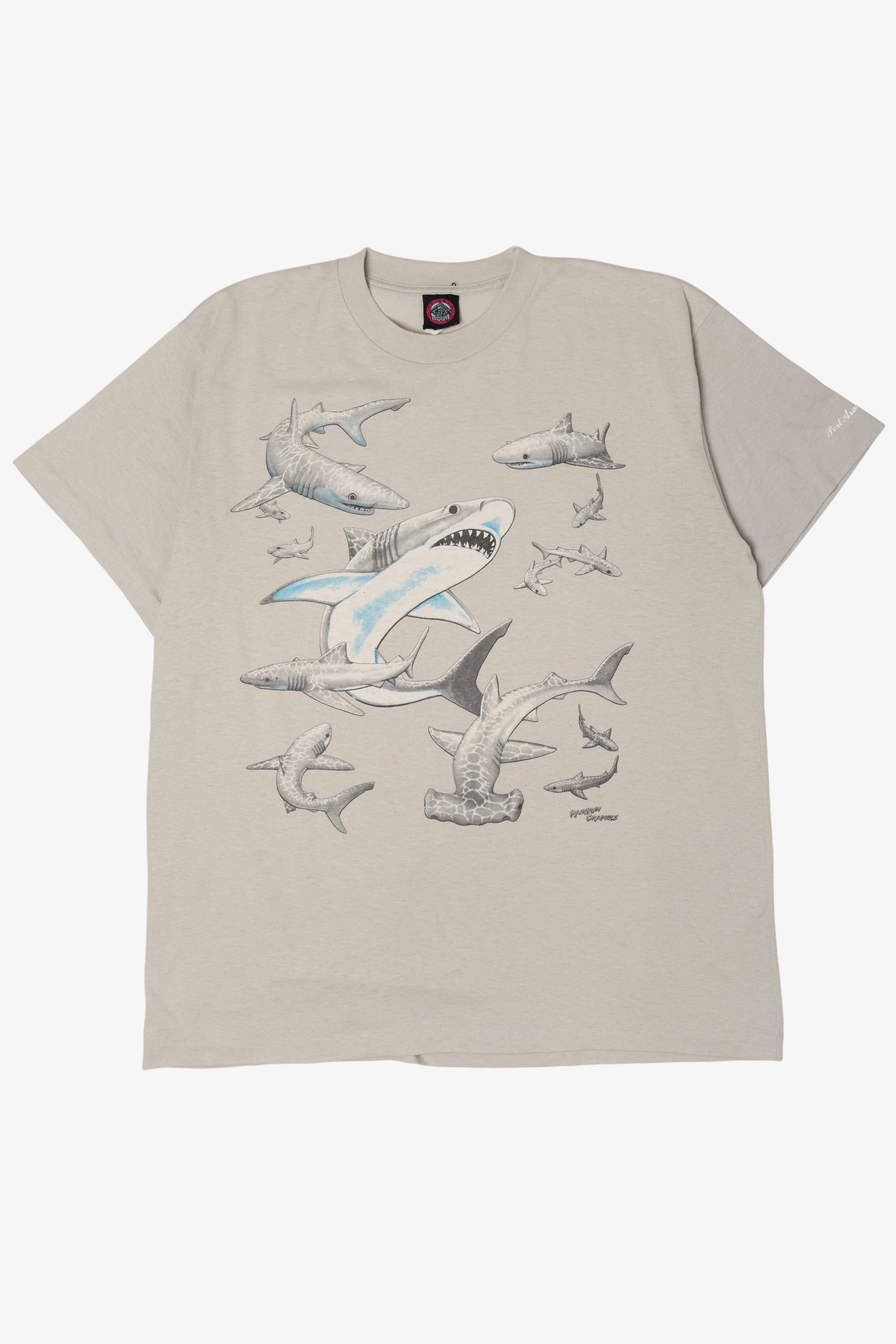 Vintage Sharks Rainbow Graphics T-Shirt (1990s)