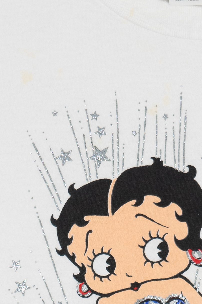 Vintage Betty Boop "San Francisco" Americana Motorcycle Diamond Dust T-Shirt (1990s)