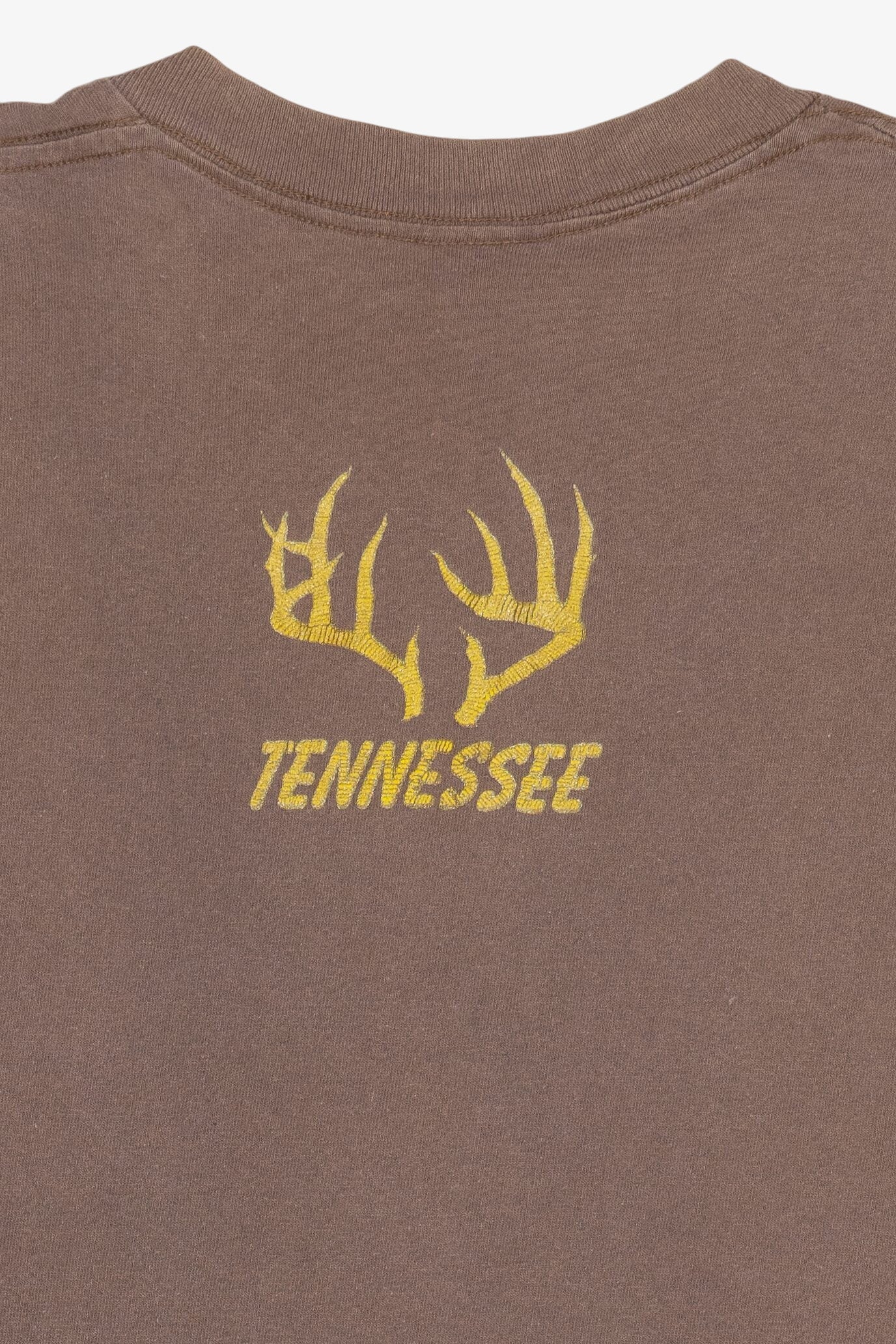 Vintage "Tennessee" Deer In Forest Camo Sleeve Ringer T-Shirt (1990s)