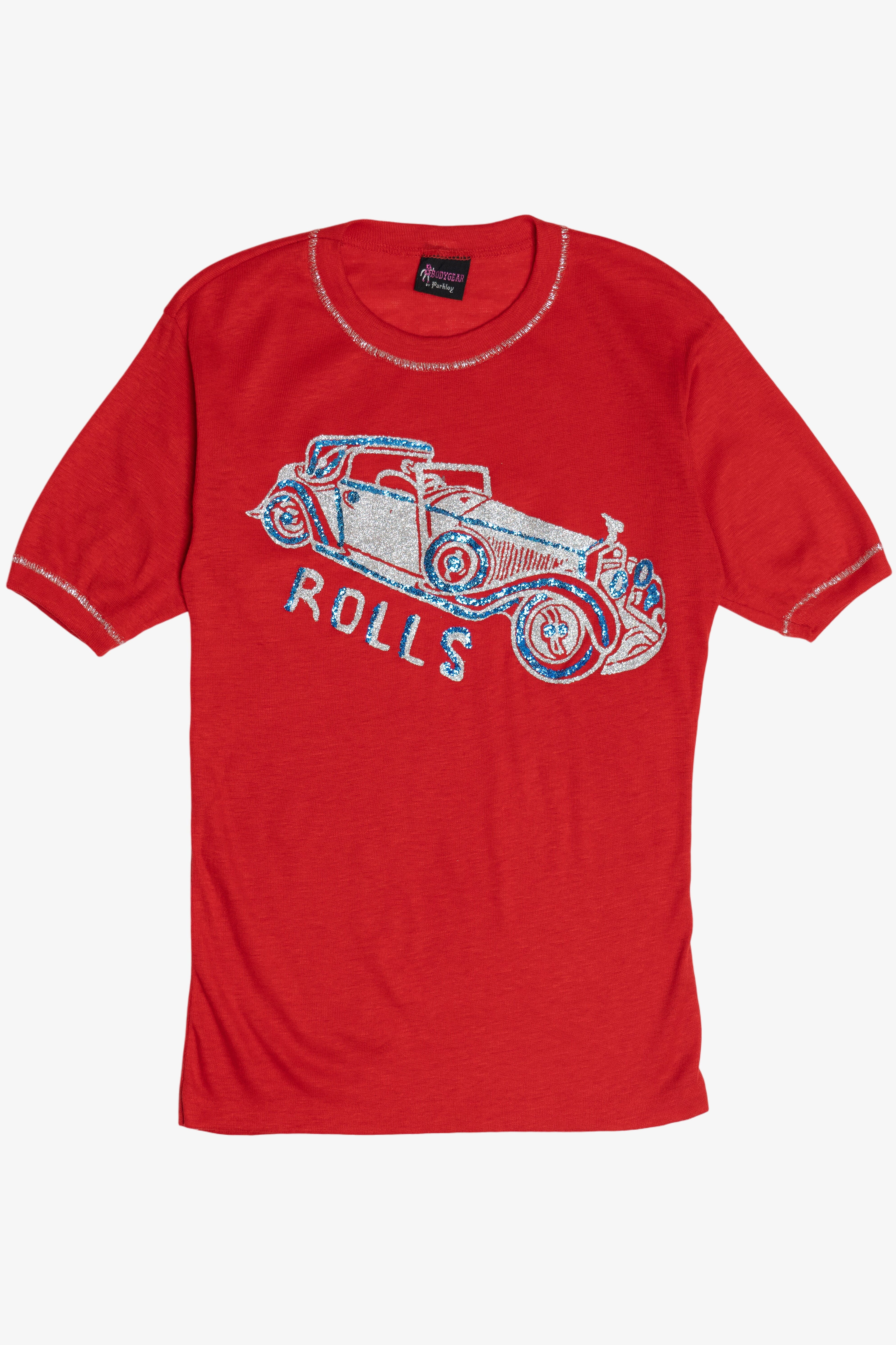 Vintage "Rolls" Rolls Royce Luxury Car Glitter Contrast Stitch T-Shirt (1970s)