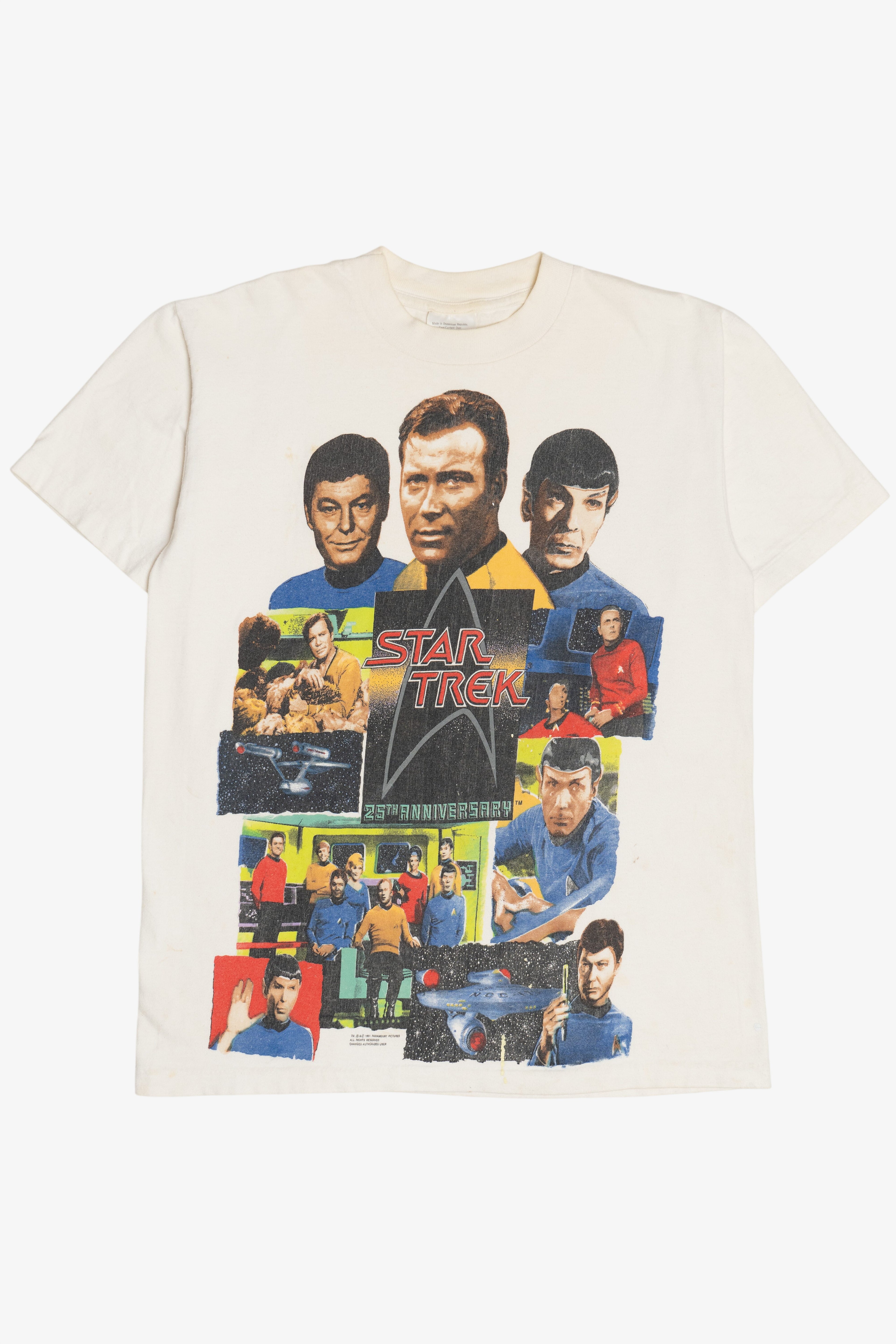Vintage 1991 "Star Trek 25th Anniversary" Spock Captain Kirk T-Shirt (1990s)