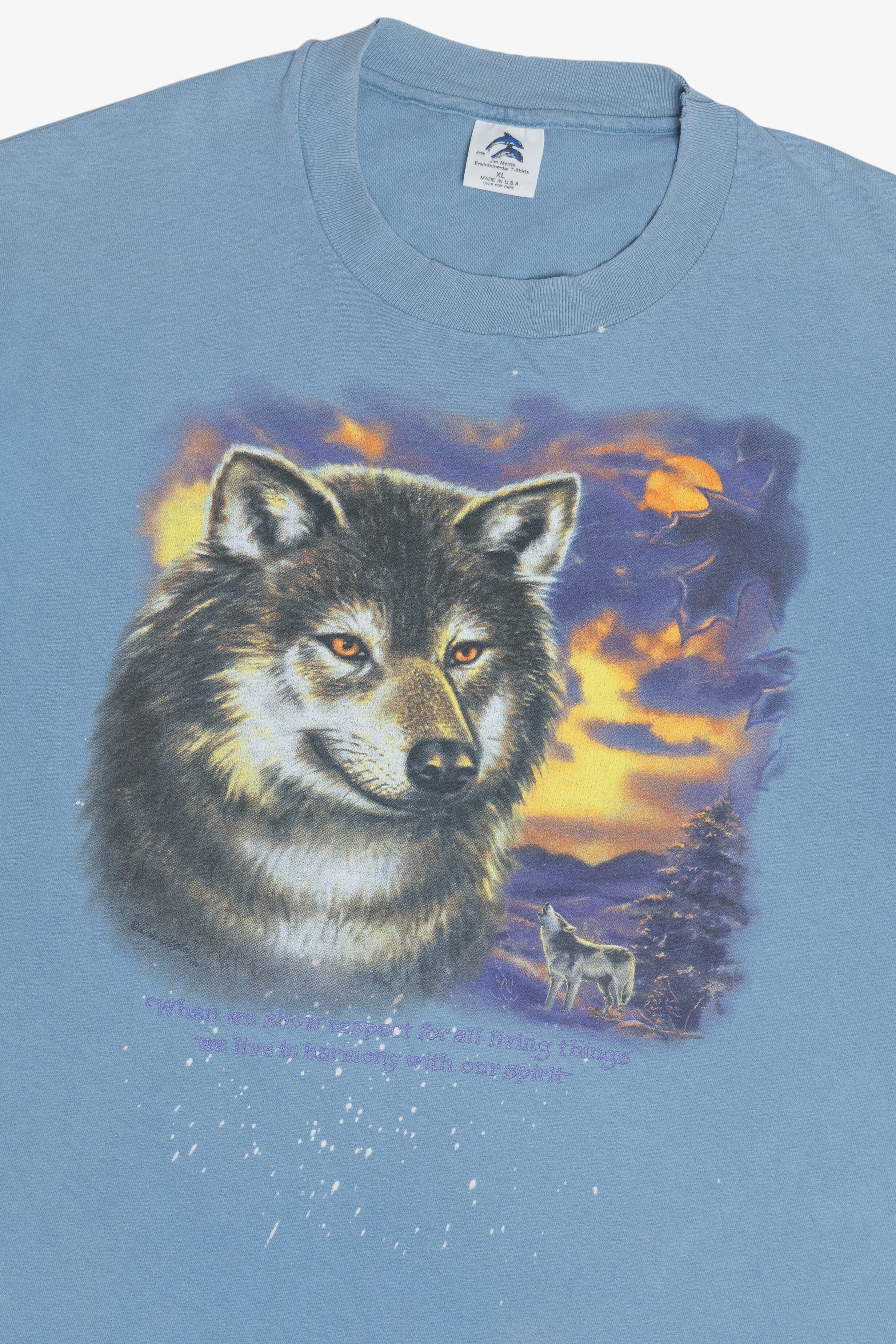 Vintage Respect & Harmony Environmental Wolf Graphic T-Shirt (1990s)