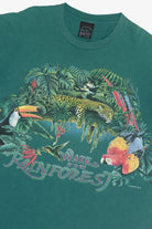 Vintage "Wake Up To The Rainforest" Wraparound Print T-Shirt (1990s)