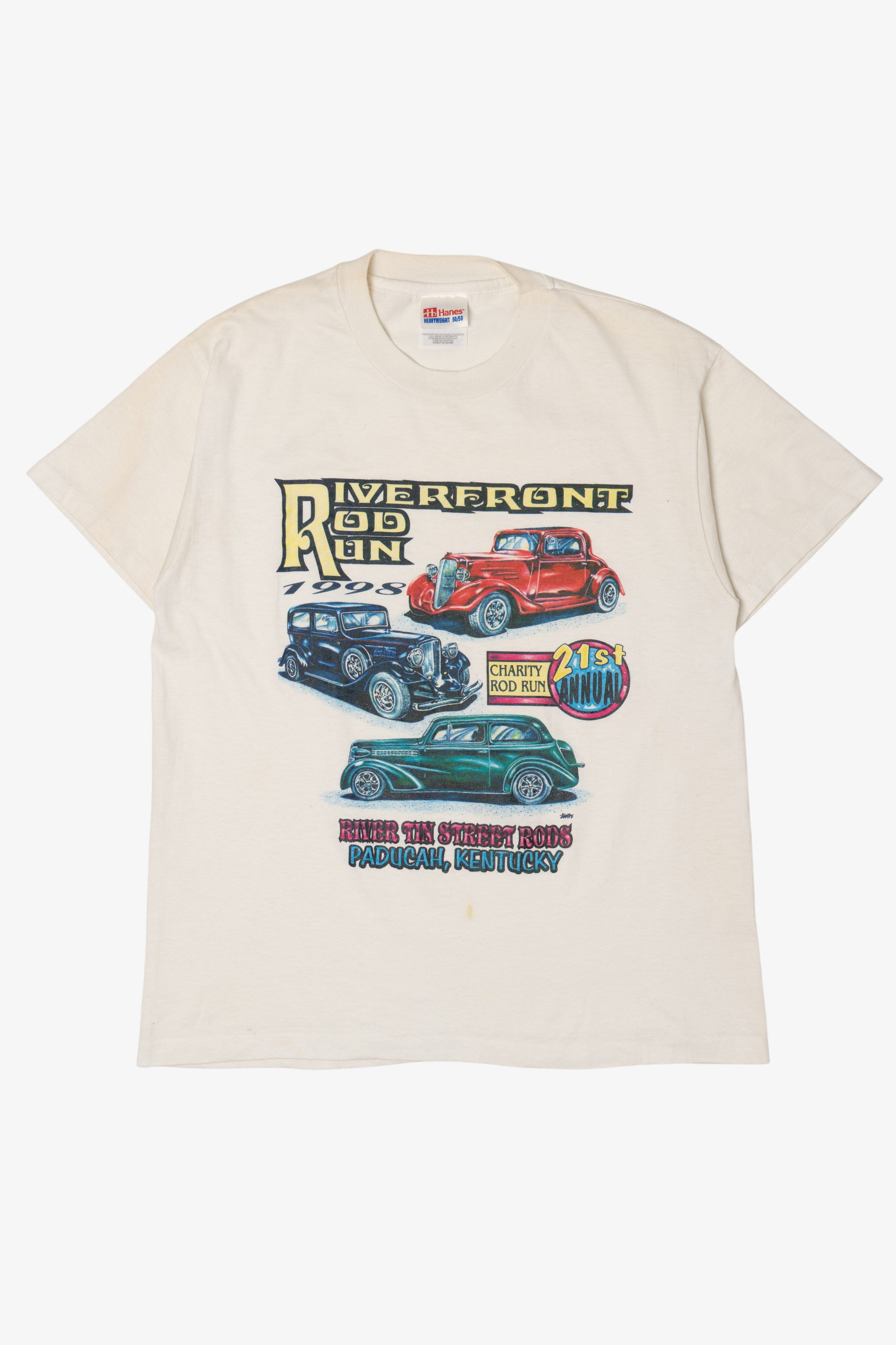 Vintage "Riverfront Rod Run 21st Annual Charity Rod Run" Single Stitch T-Shirt (1990s)
