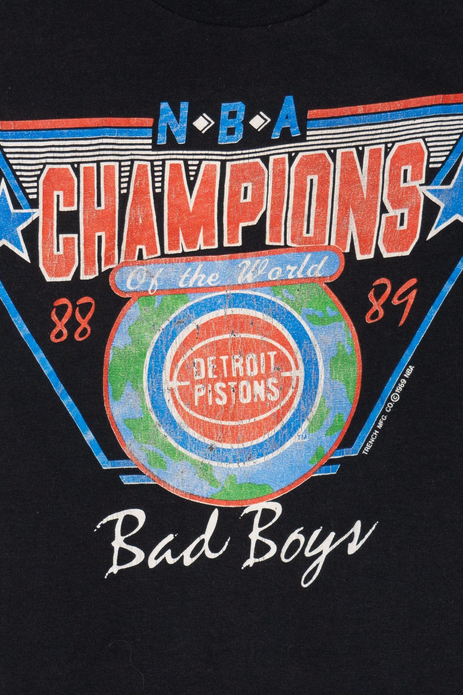 Vintage Detroit Pistons "Bad Boys" NBA Champions 88' 89' Single Stitch T-Shirt (1980s)