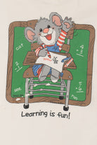 Vintage Thrashed "Learning Is Fun" School Mouse T-Shirt (1990s)