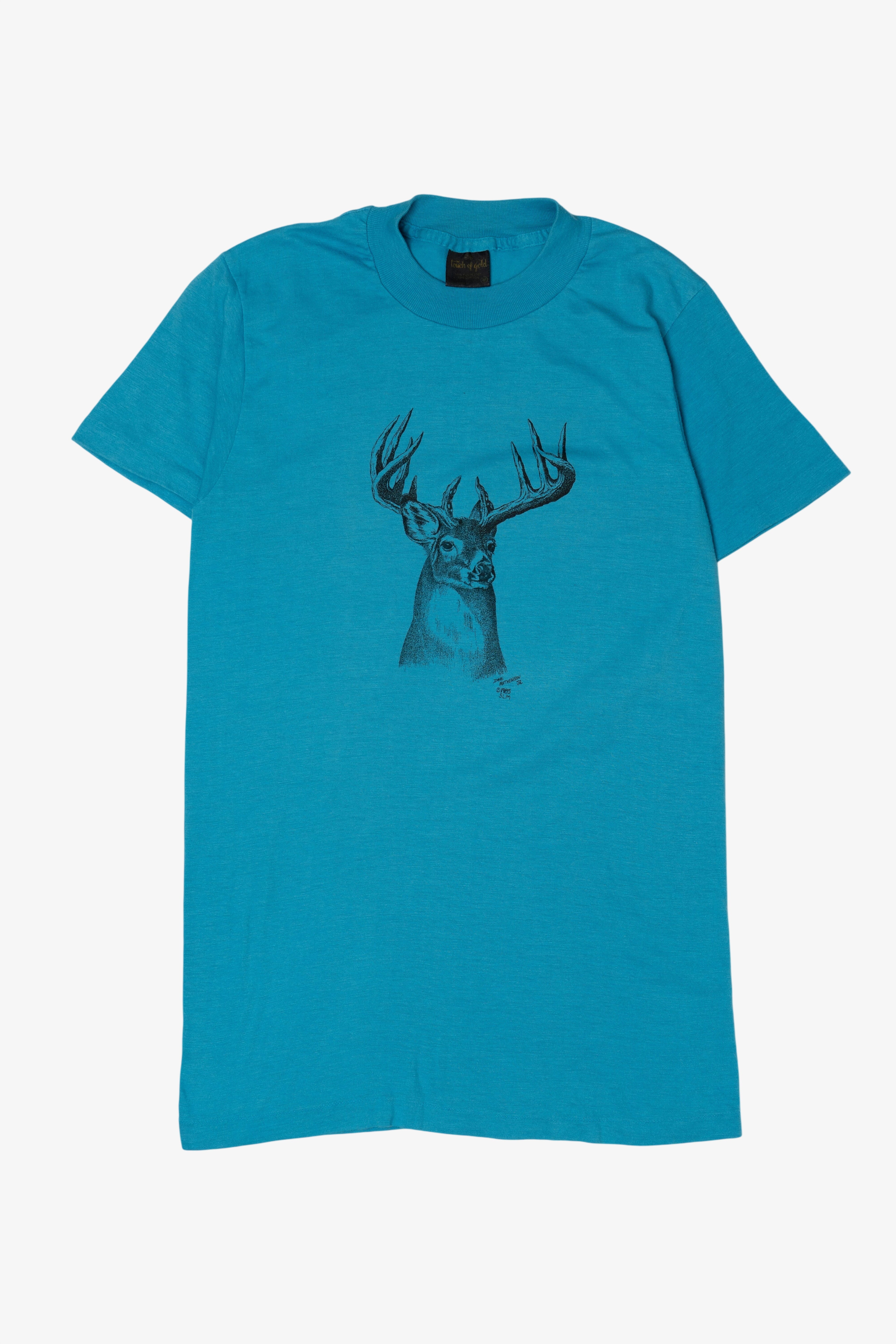 Vintage Blue Deer Buck Single Stitch T-Shirt (1980s)