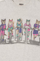 Vintage Exercise Cat Front/Back Single Stitch T-Shirt (1990s)
