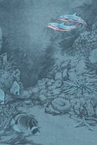 Vintage Embroidered Dolphins Underwater Scene All Over Print Single Stitch T-Shirt (1990s)