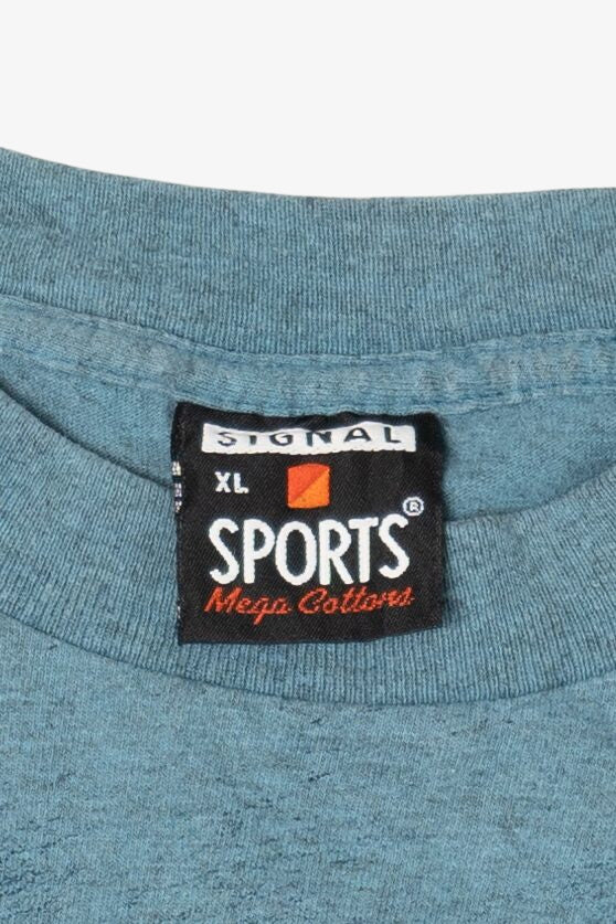 Vintage Embroidered Dolphins Underwater Scene All Over Print Single Stitch T-Shirt (1990s)