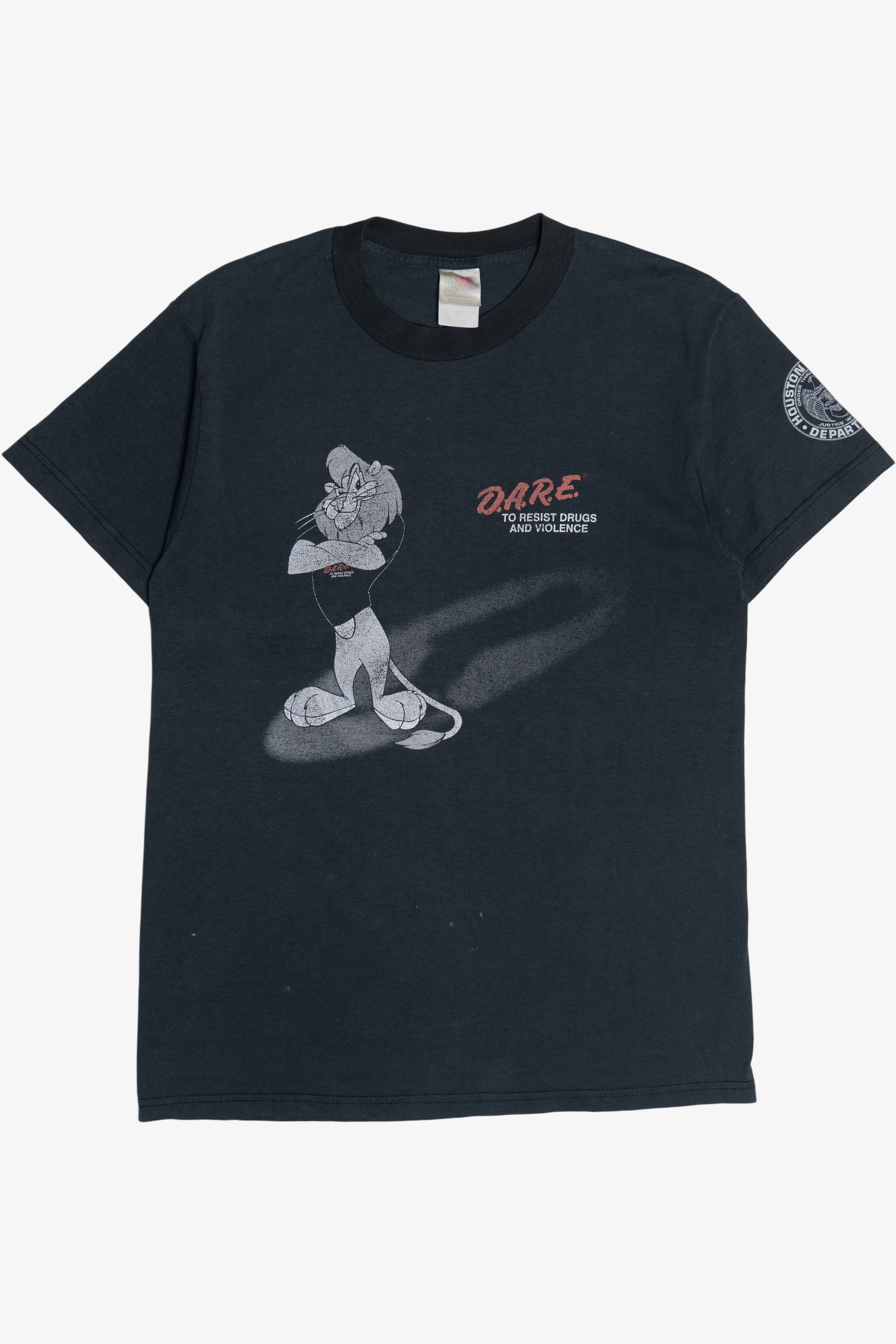 Vintage D.A.R.E. "To Resist Drugs And Violence" Lion Mascot Houston PD T-Shirt (1990s)