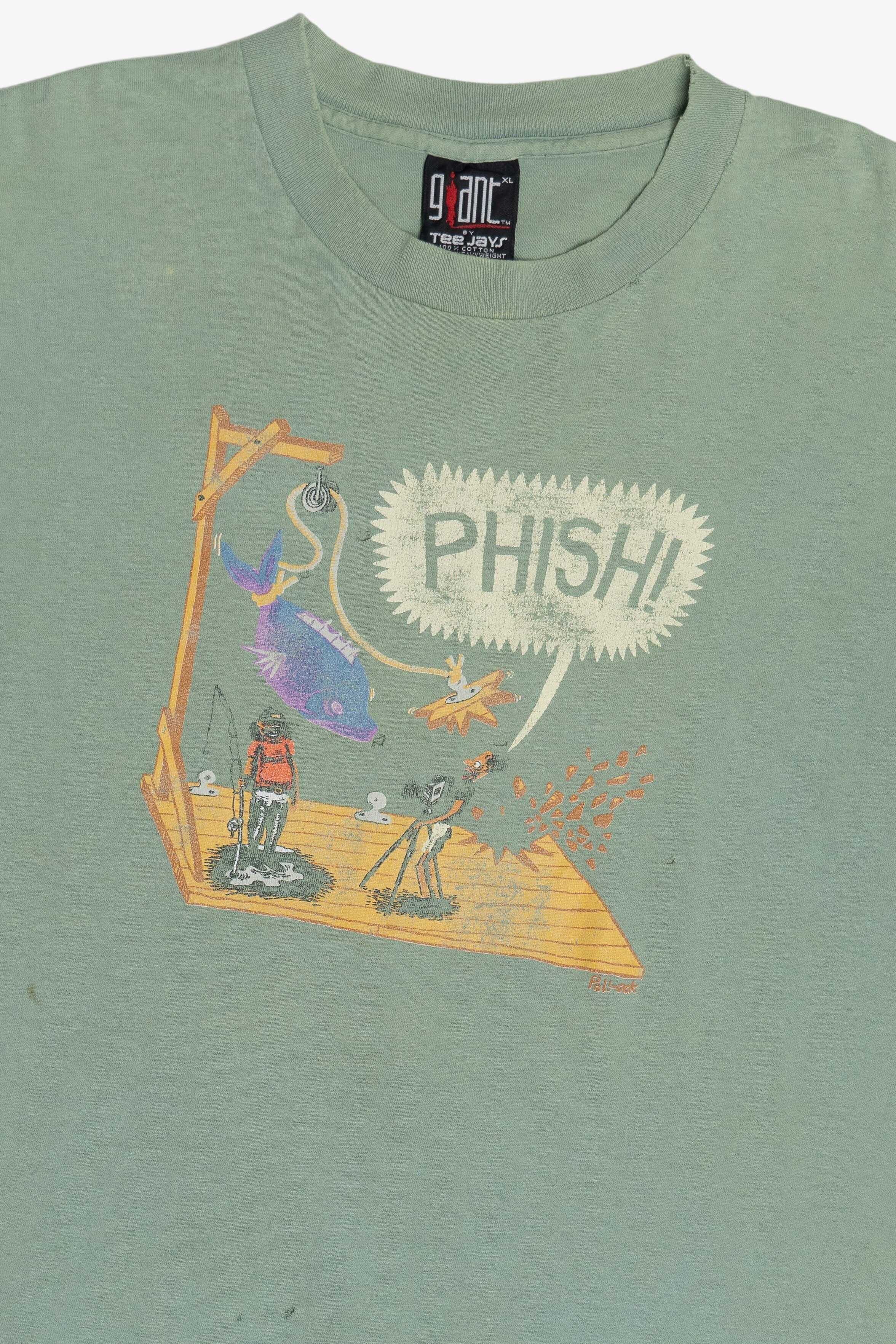Vintage Distressed Phish "Summer '95" Tour T-Shirt Jim Pollock Illustration T-Shirt (1990s)