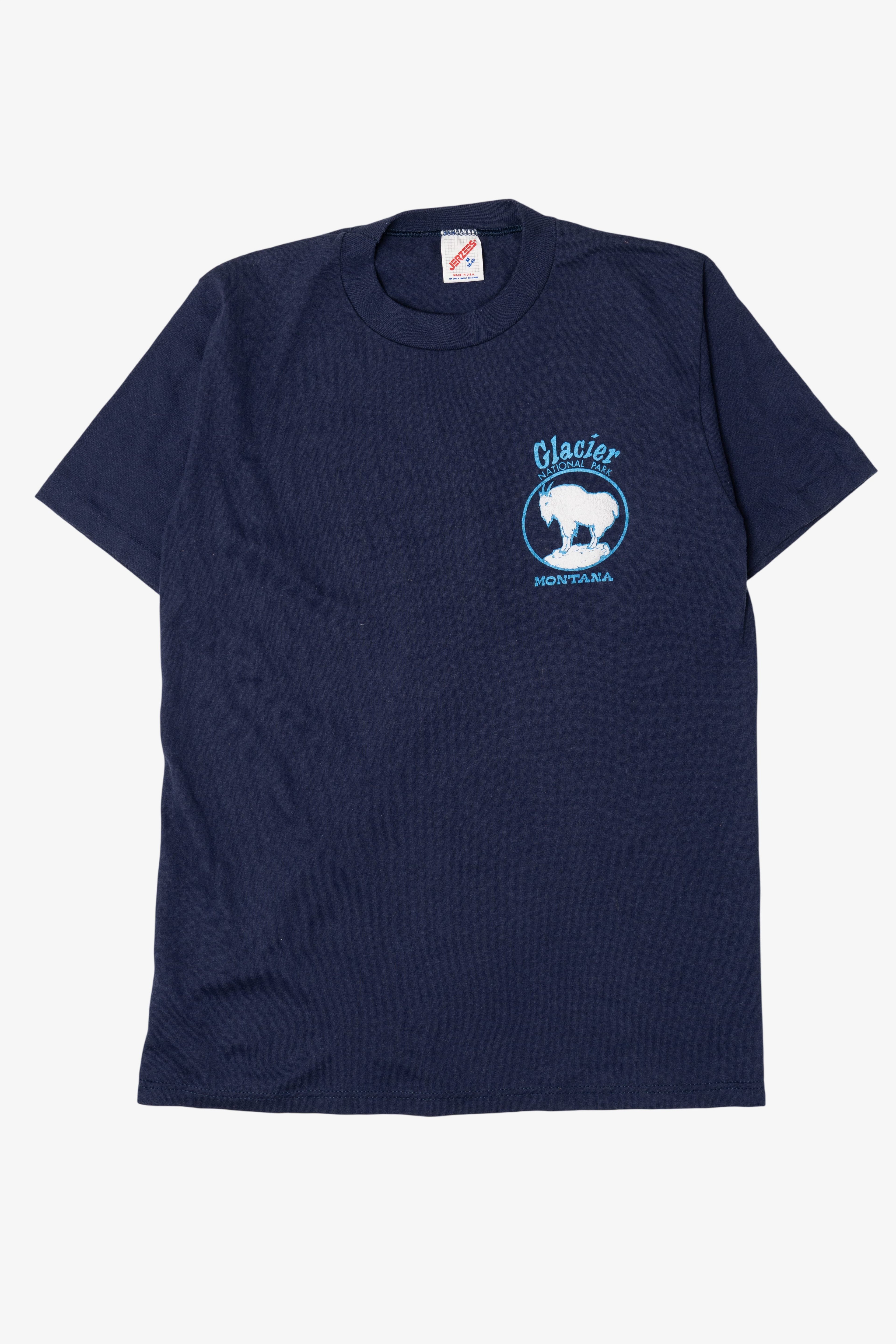 Vintage Embossed Goat Glacier National Park "Go Climb A Glacier" Single Stitch T-Shirt (1990s)