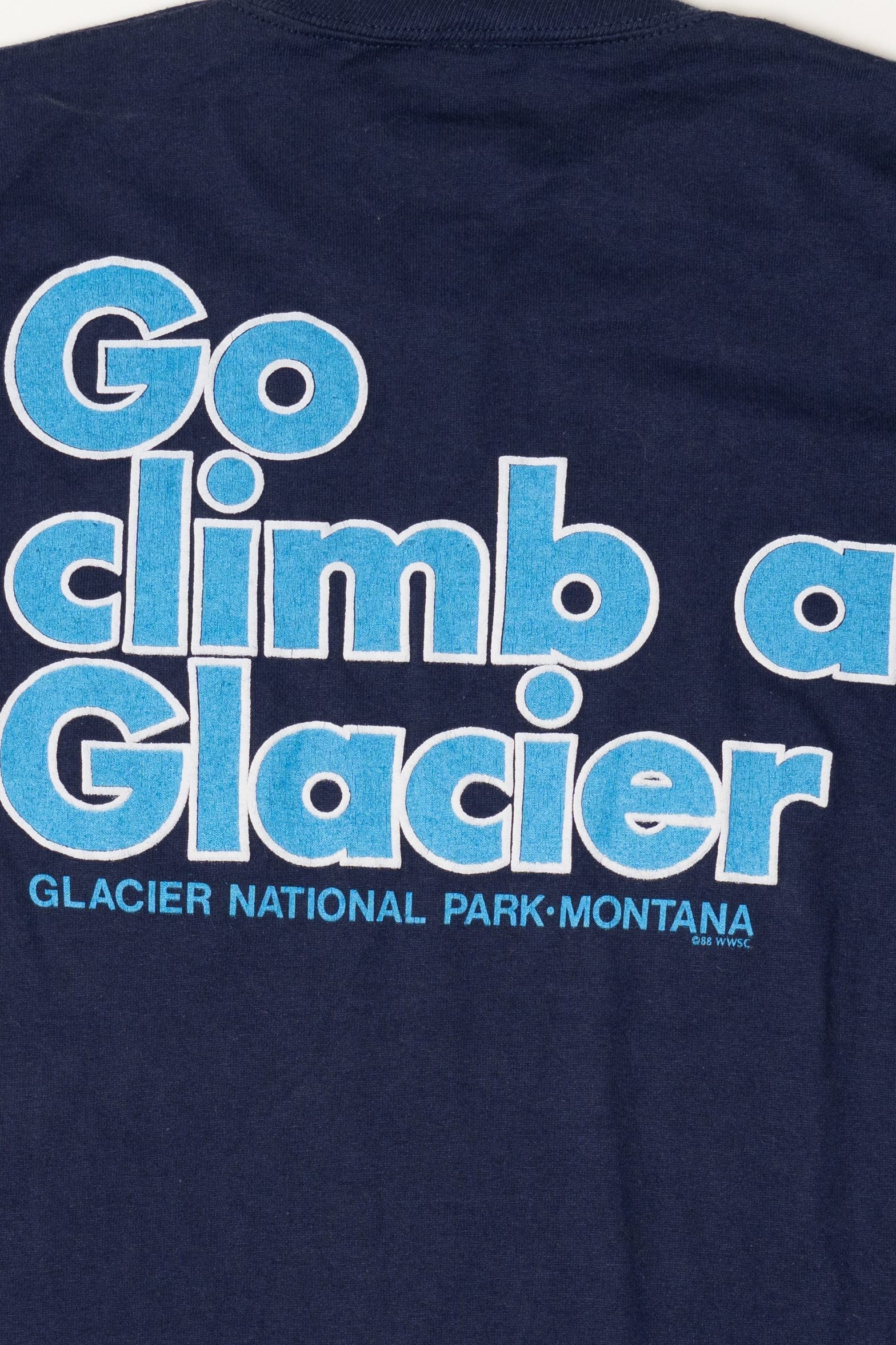 Vintage Embossed Goat Glacier National Park "Go Climb A Glacier" Single Stitch T-Shirt (1990s)