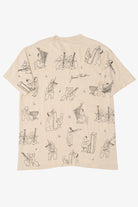 Vintage Distressed James Thurber Musicians All Over Print Single Stitch T-Shirt (1990s)