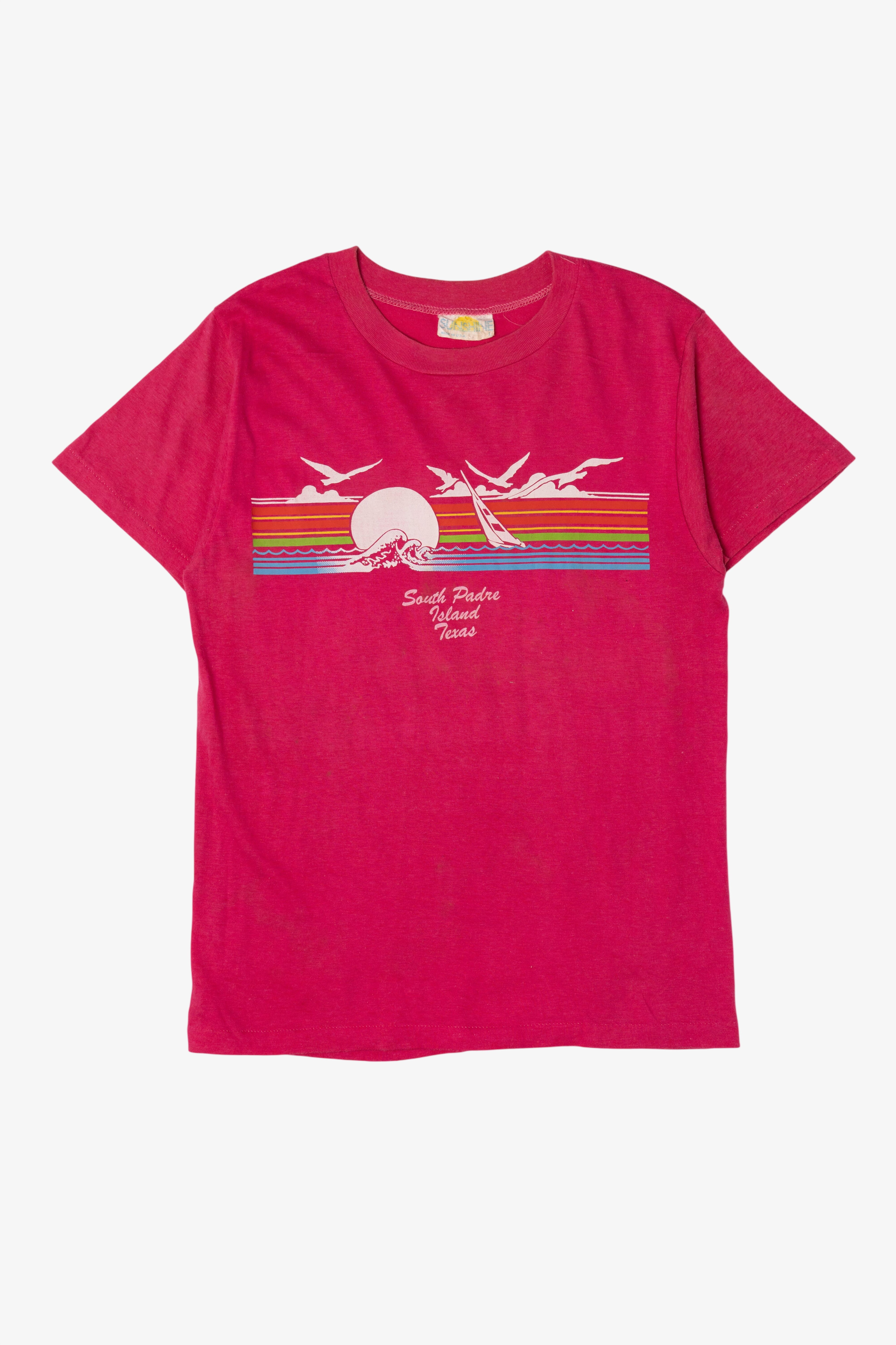 Vintage Pink "South Padre Island Texas" Sunshine Single Stitch T-Shirt (1980s)