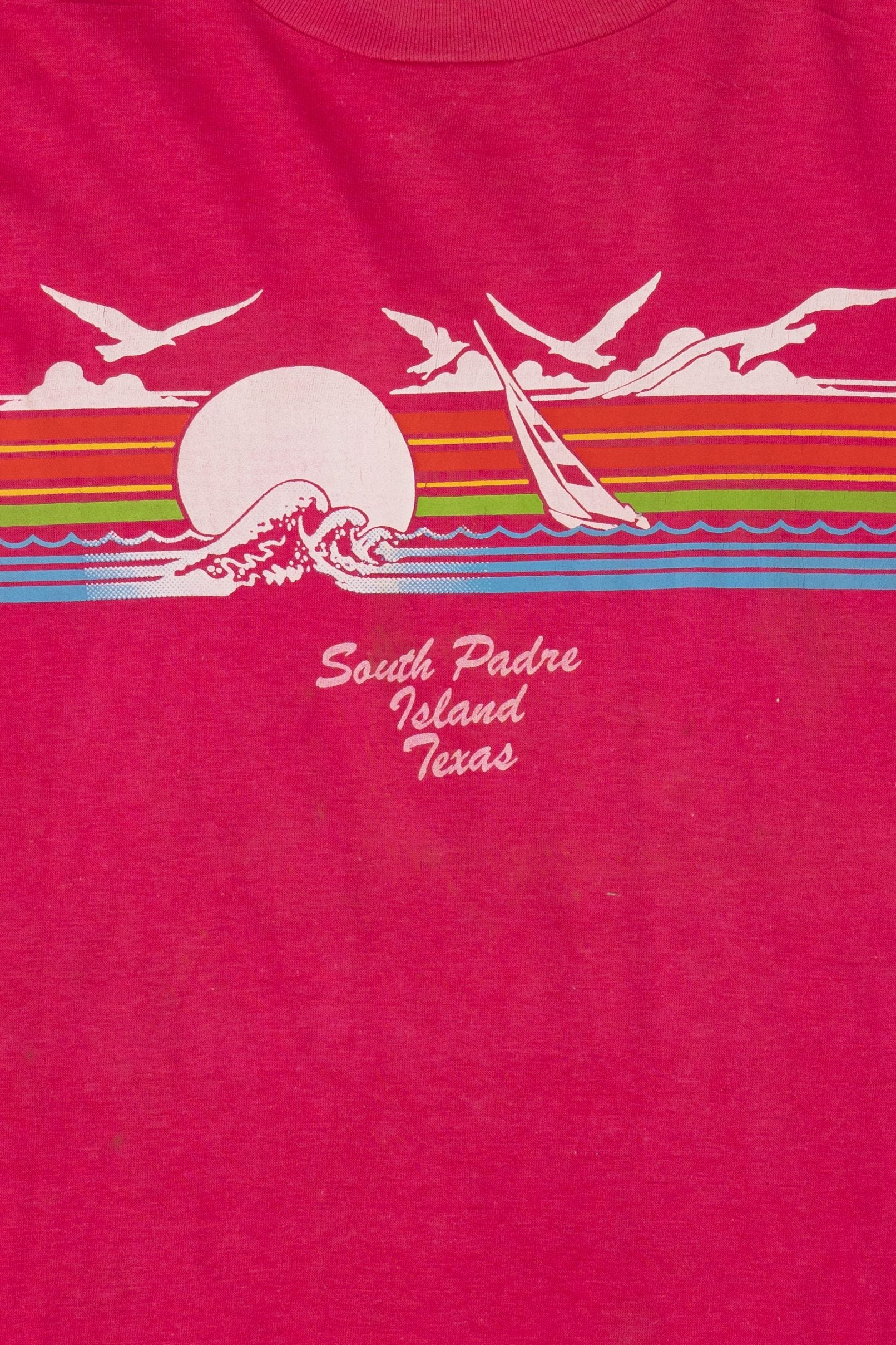Vintage Pink "South Padre Island Texas" Sunshine Single Stitch T-Shirt (1980s)