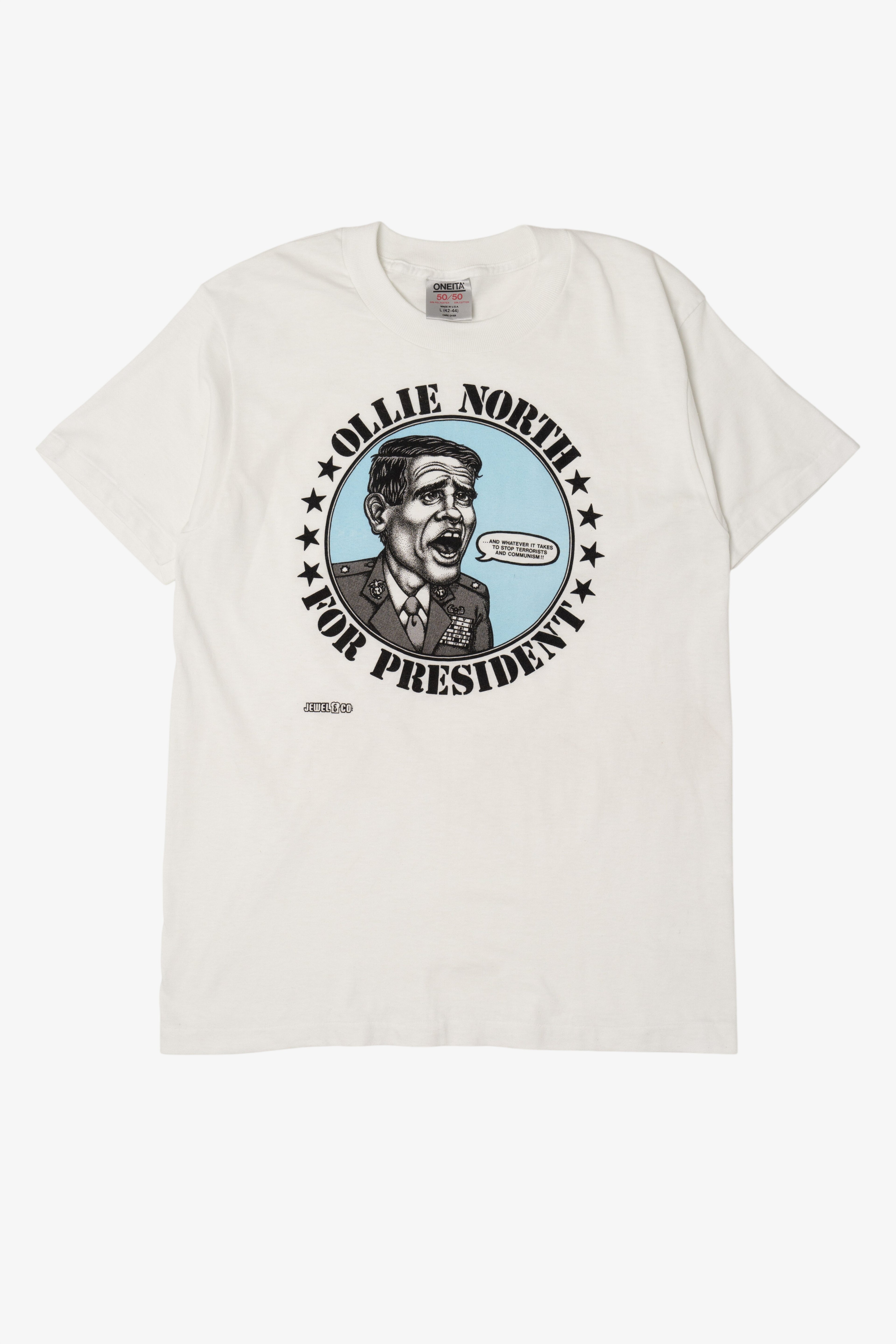 Vintage "Ollie North For President" Single Stitch T-Shirt (1990s)