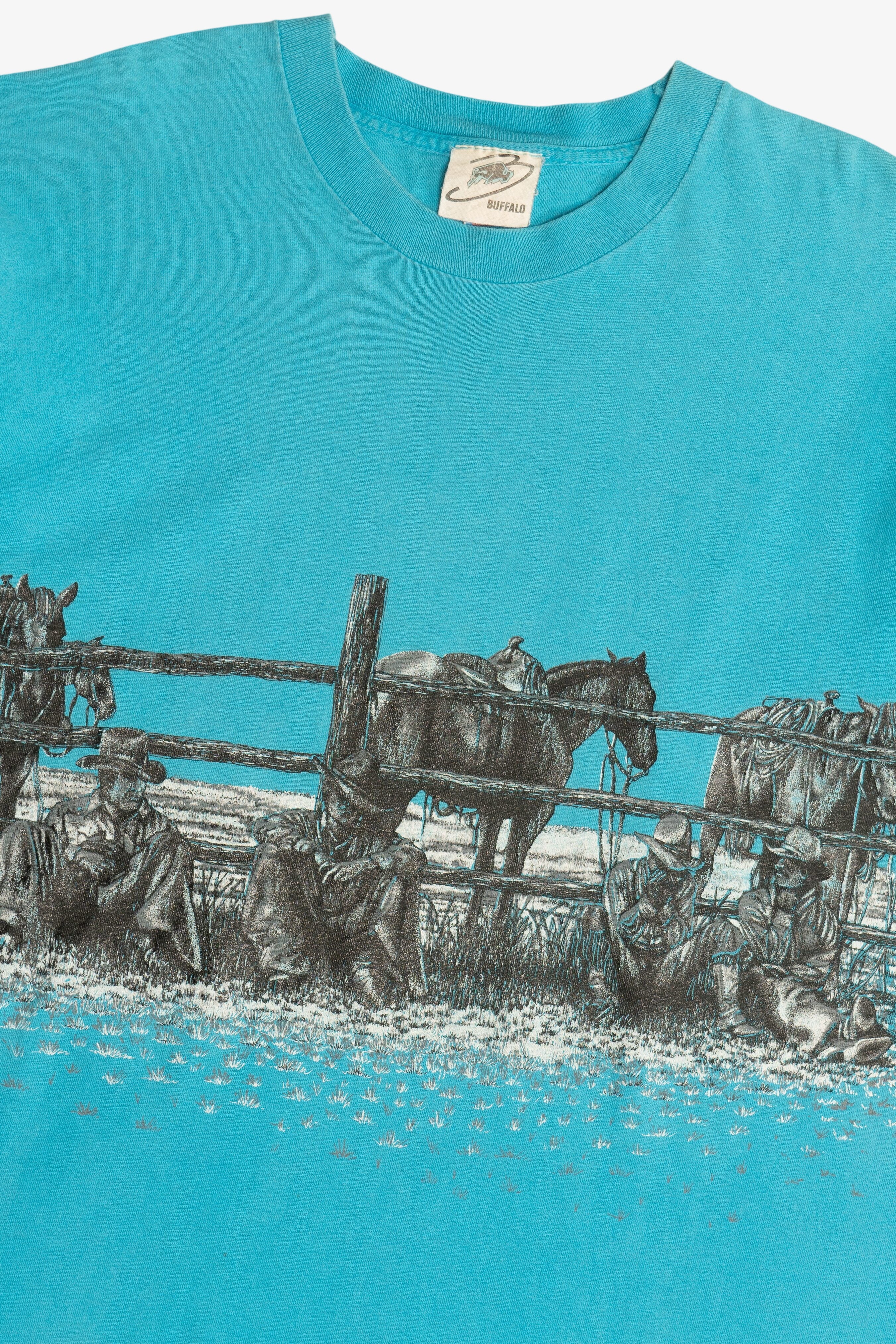 Vintage "Silverton Colorado" Cowboy Horse Ranch Wraparound Print T-Shirt (1990s)