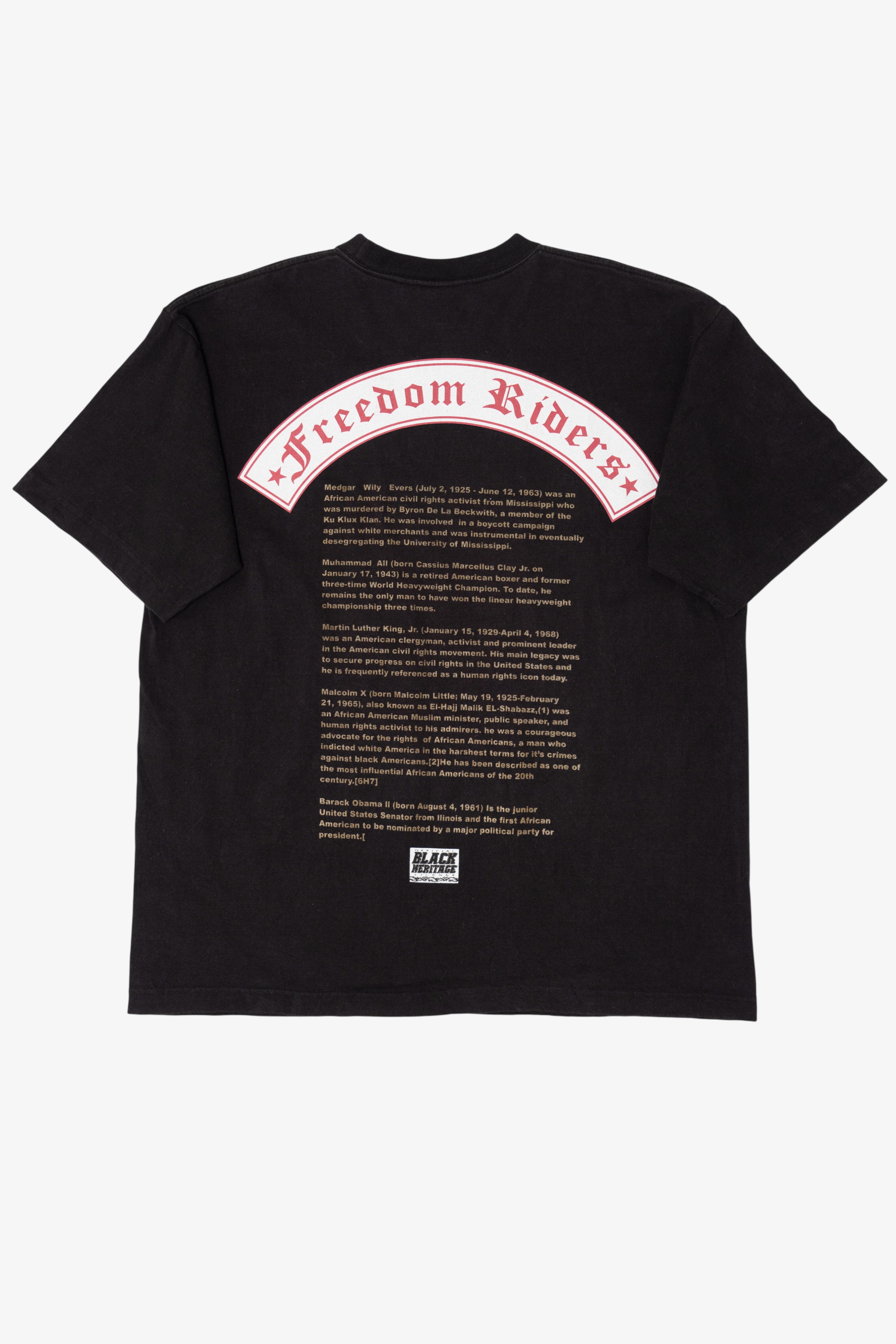 "Freedom Riders" Obama MLK Malcolm X Ali Evers Black Heritage T-Shirt (2010s)