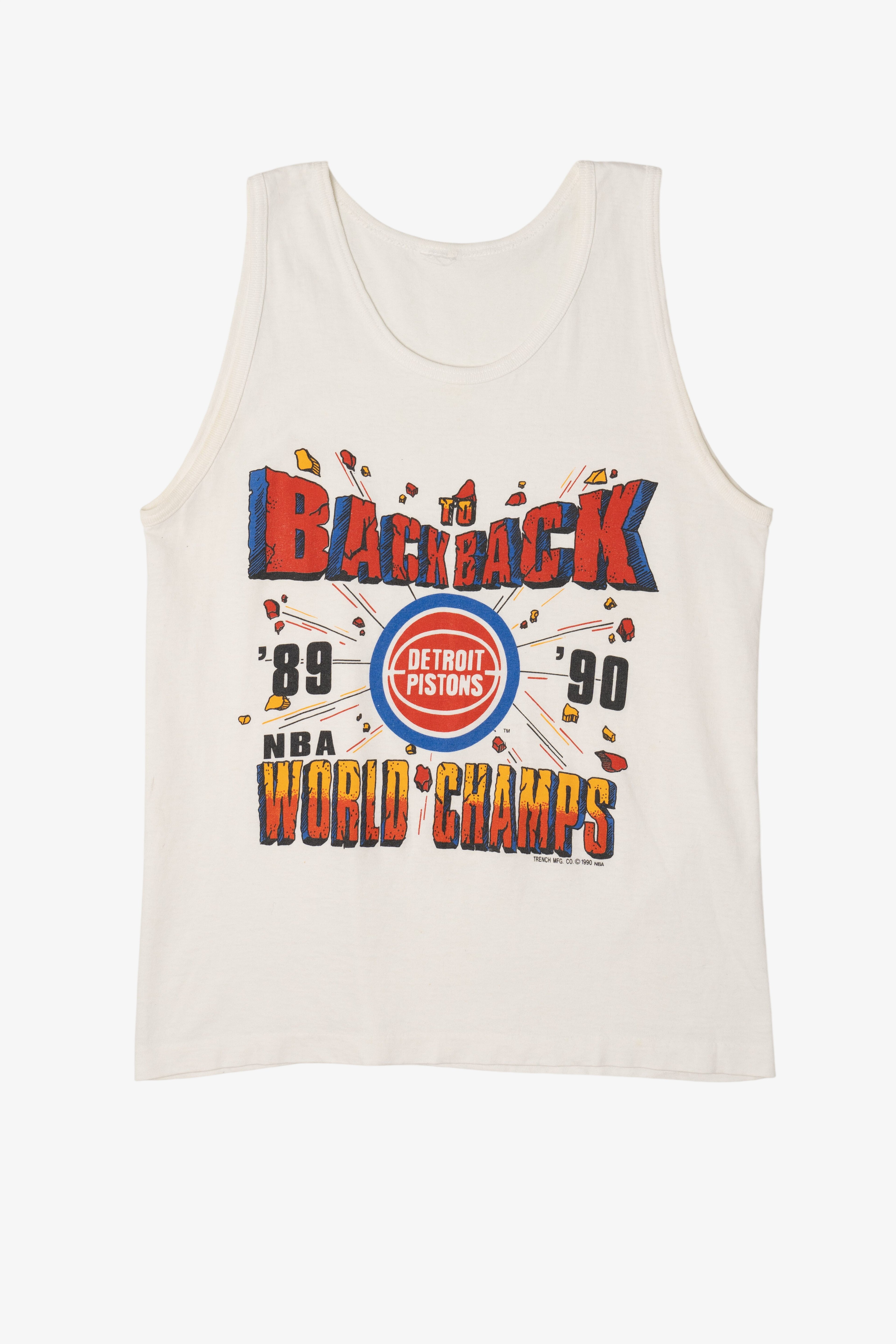 Vintage "Back To Back NBA World Champs" Detroit Pistons Sleeveless T-Shirt (1990s)