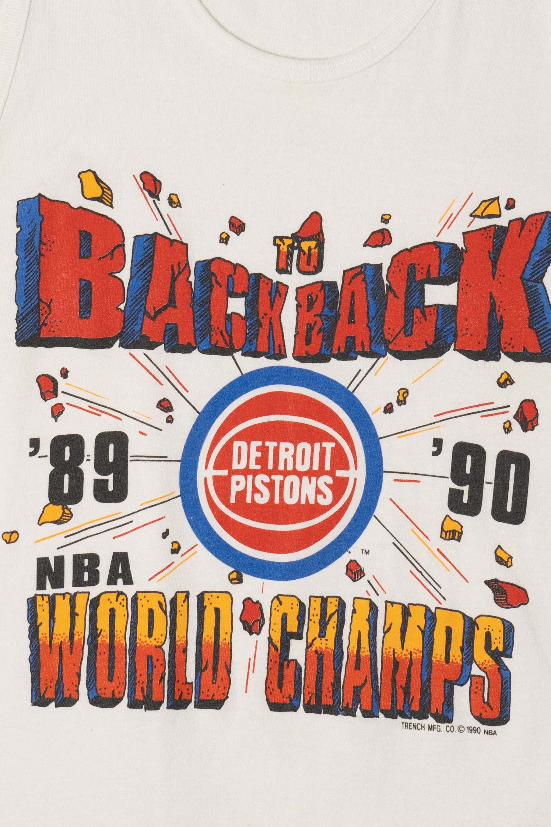 Vintage "Back To Back NBA World Champs" Detroit Pistons Sleeveless T-Shirt (1990s)