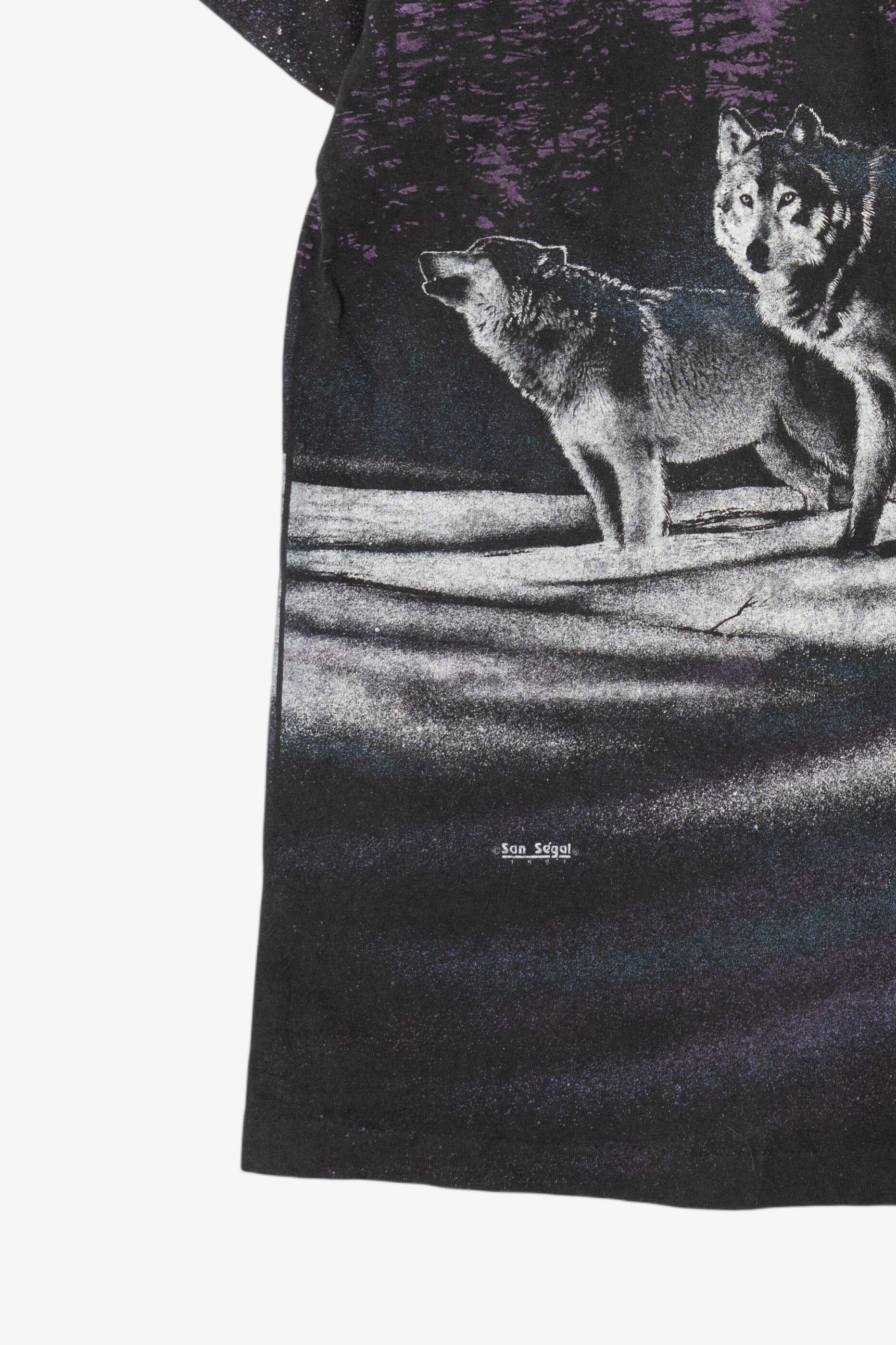 Vintage Colorado Wolves Under Moon All Over Print T-Shirt (1990s)