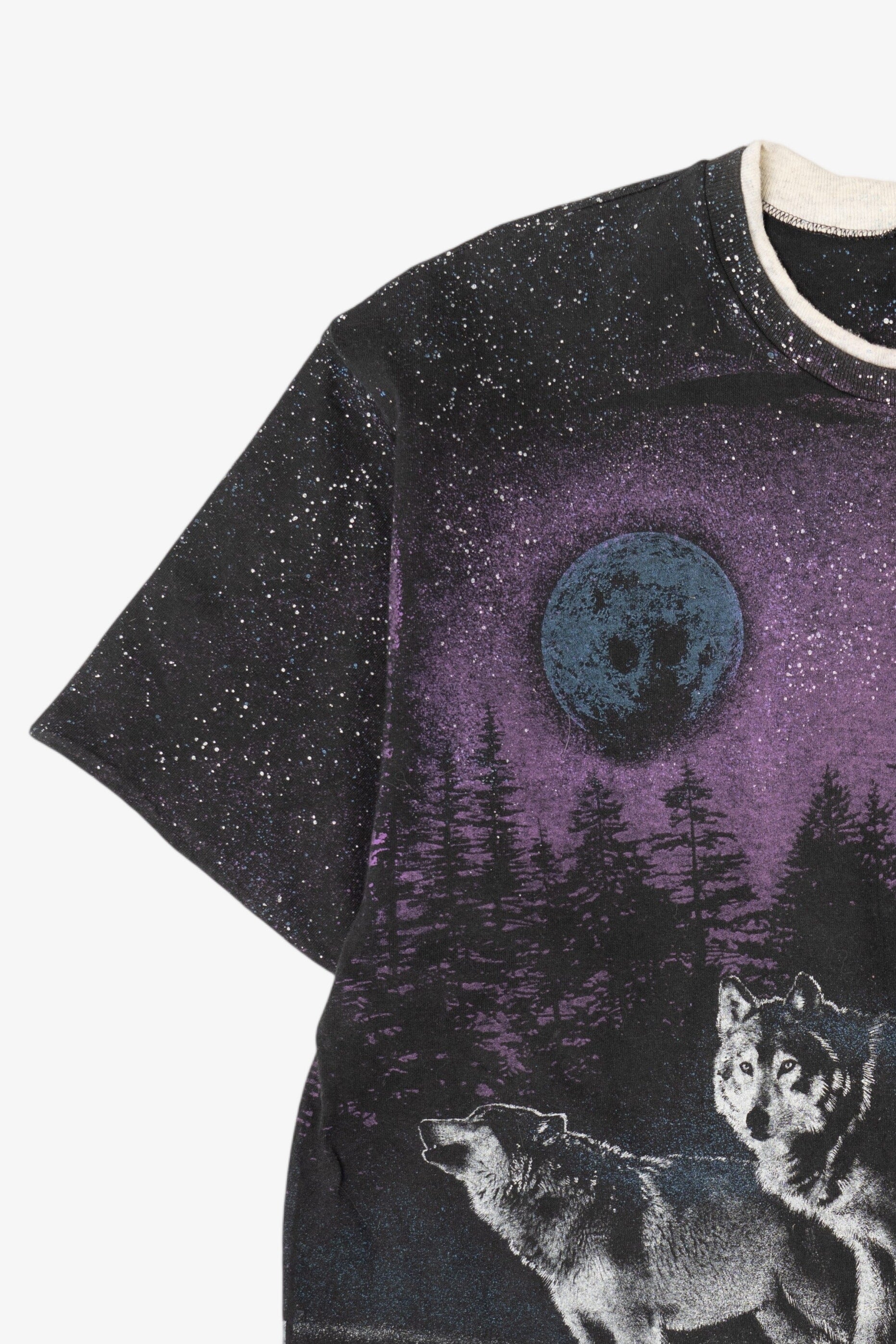 Vintage Colorado Wolves Under Moon All Over Print T-Shirt (1990s)