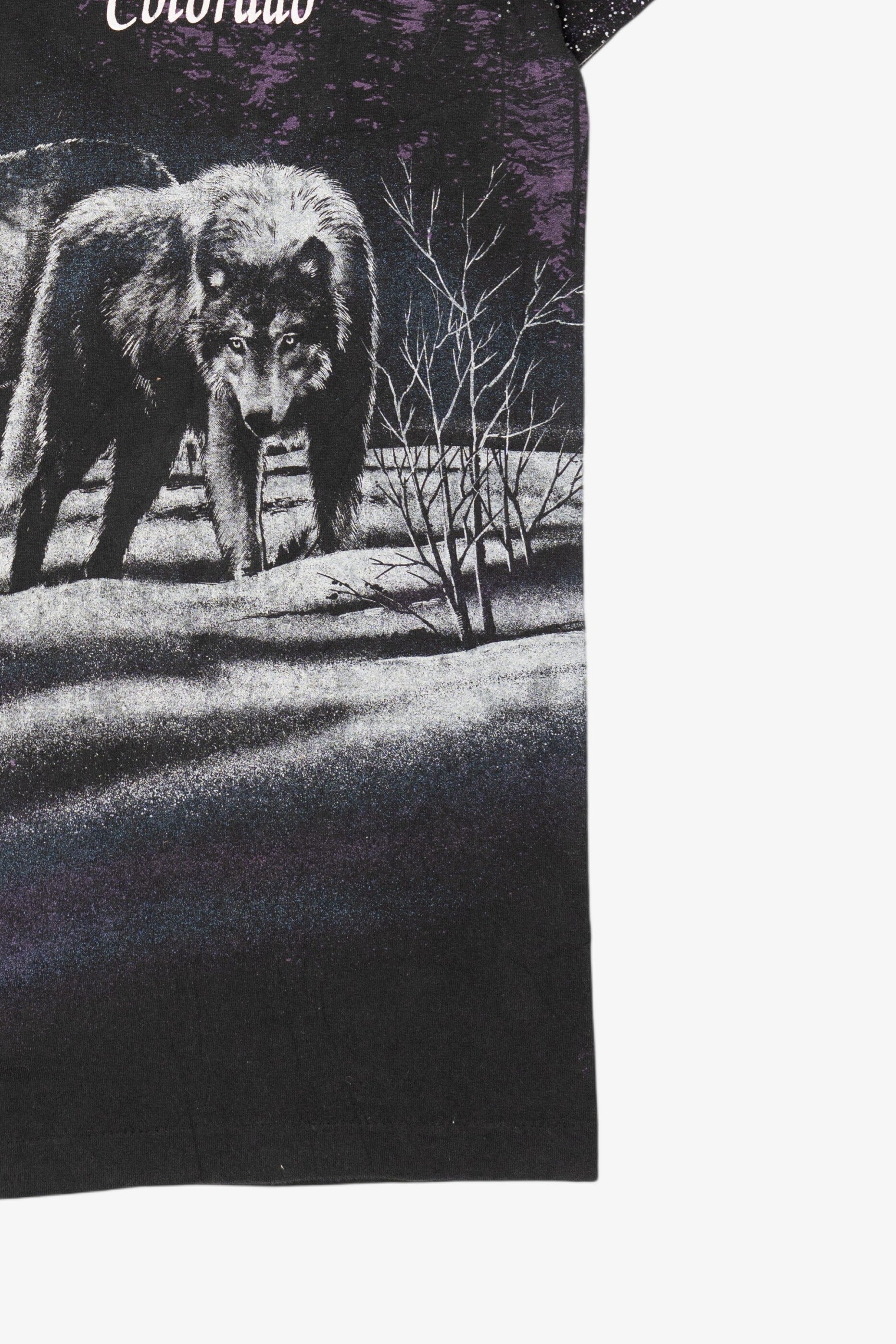 Vintage Colorado Wolves Under Moon All Over Print T-Shirt (1990s)