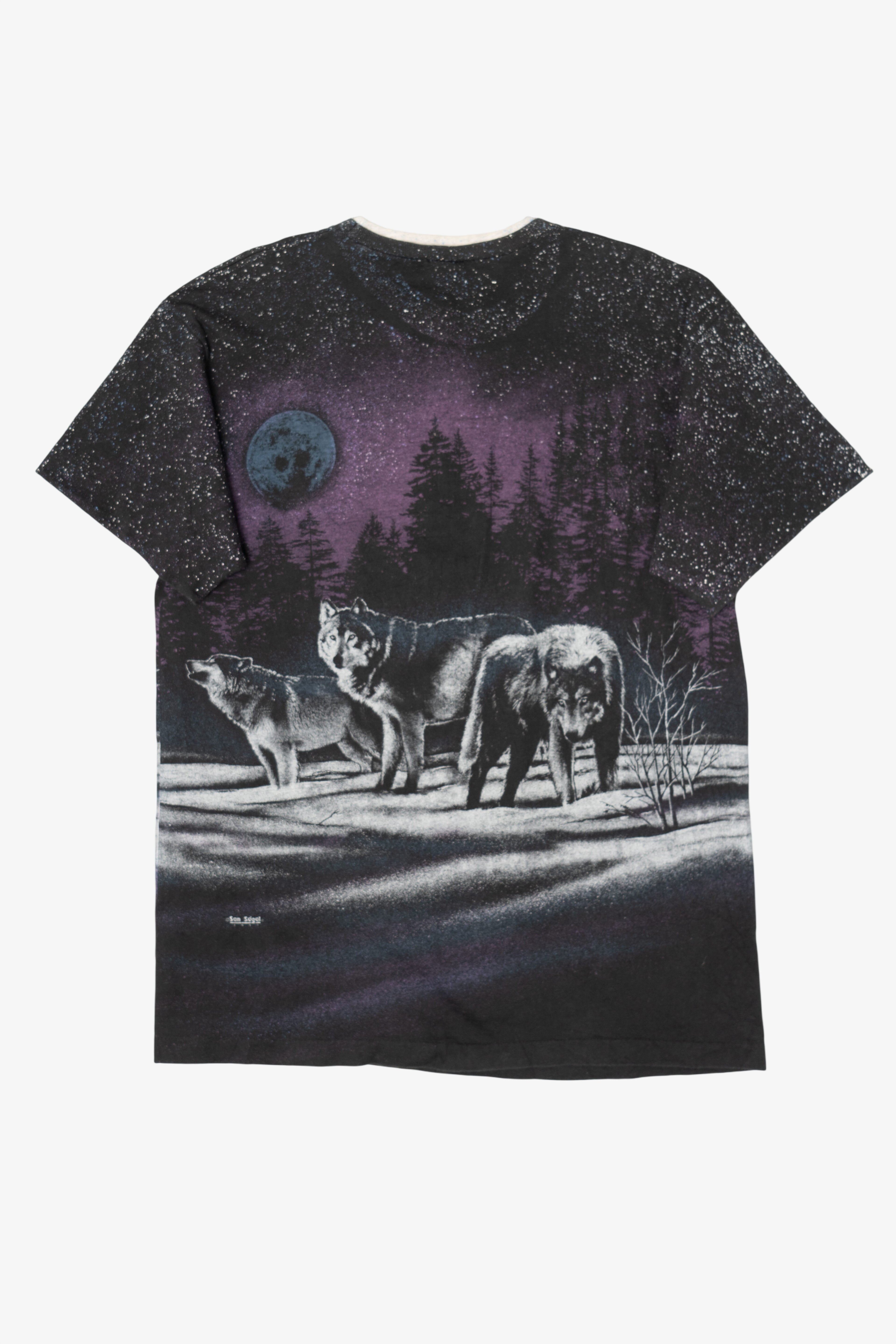 Vintage Colorado Wolves Under Moon All Over Print T-Shirt (1990s)