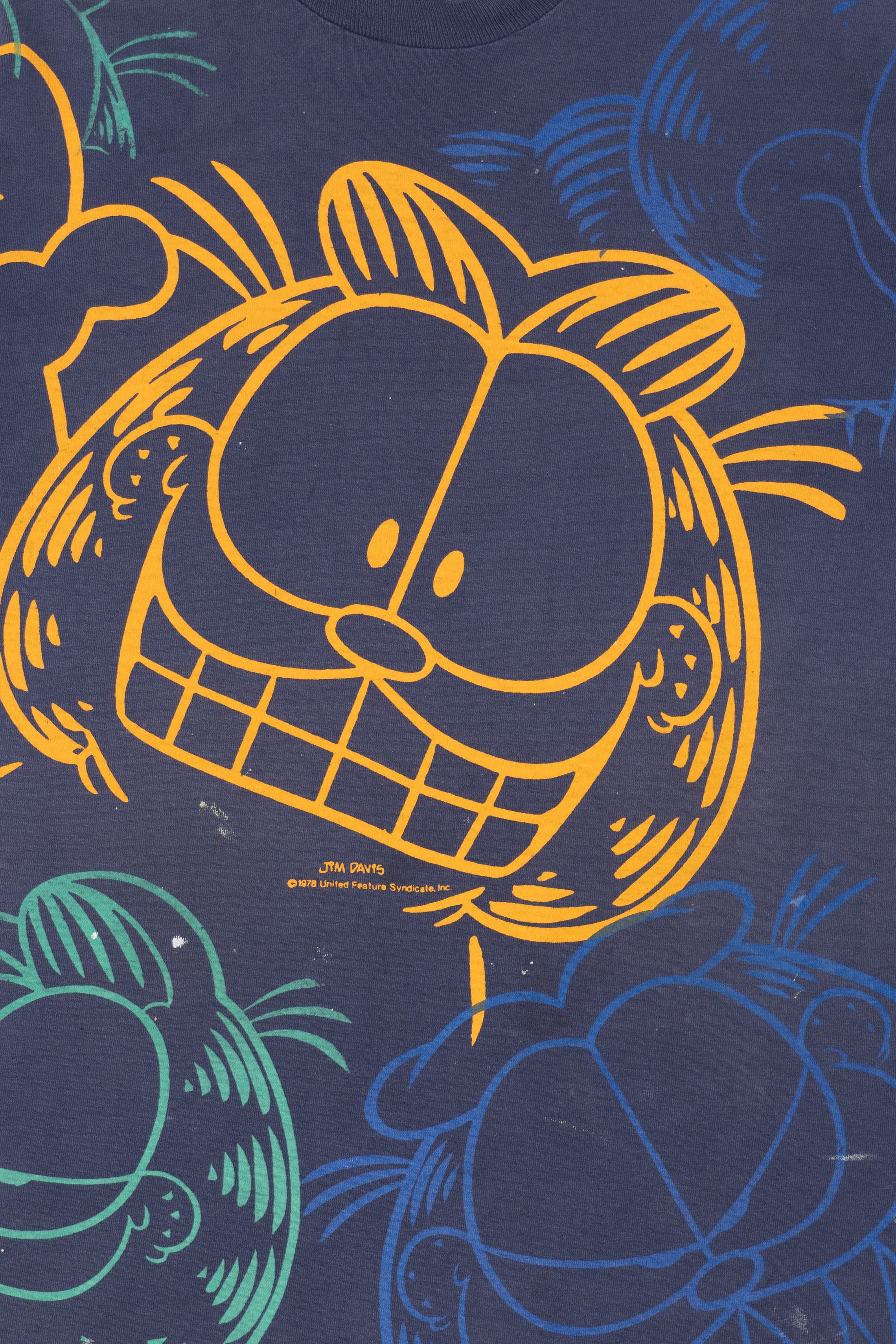 Vintage Distressed Garfield All Over Print Single Stitch T-Shirt (1990s)