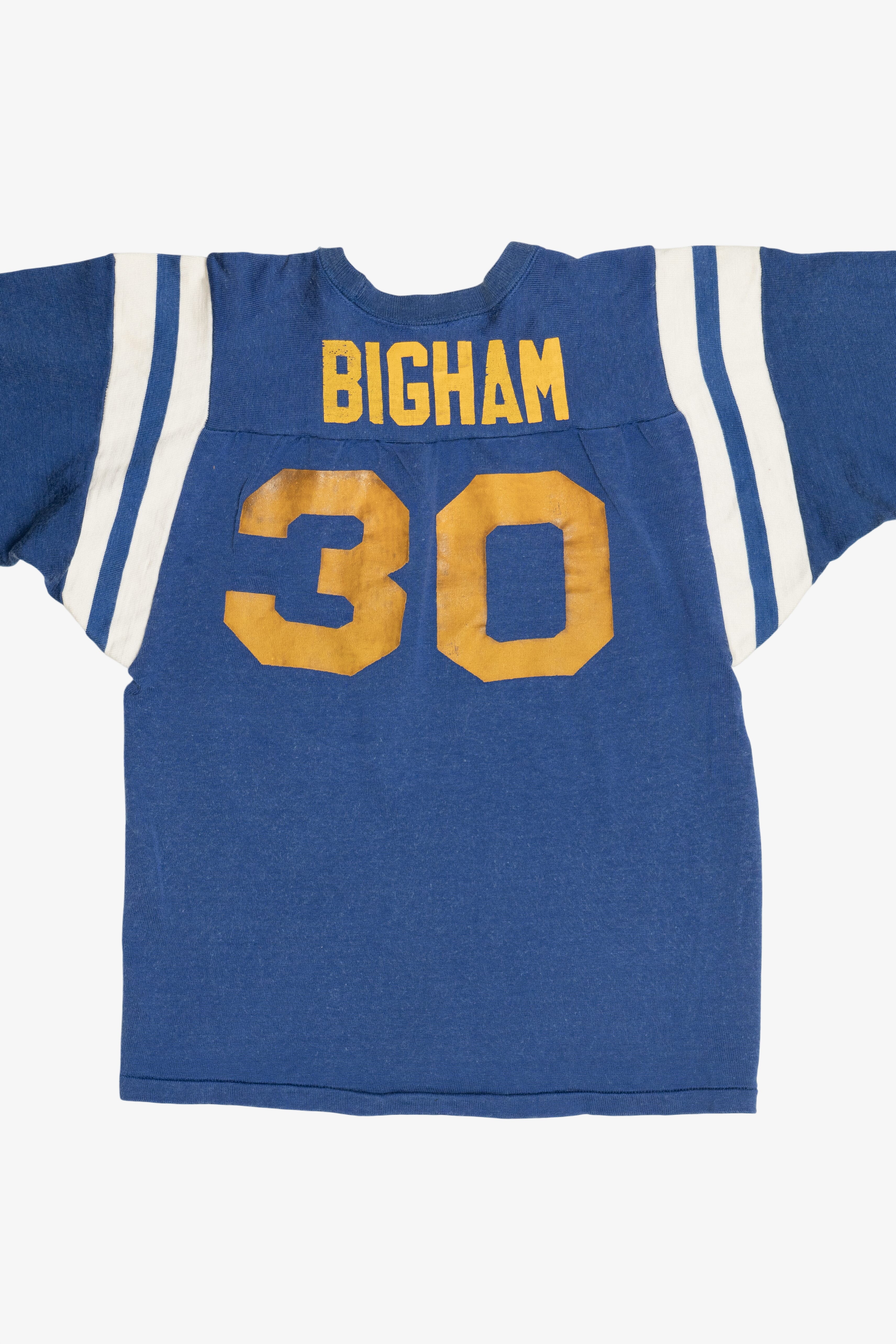 Vintage "Irving Y.M.C.A." "Bigham" #30 Mason Football Jersey T-Shirt (1970s)