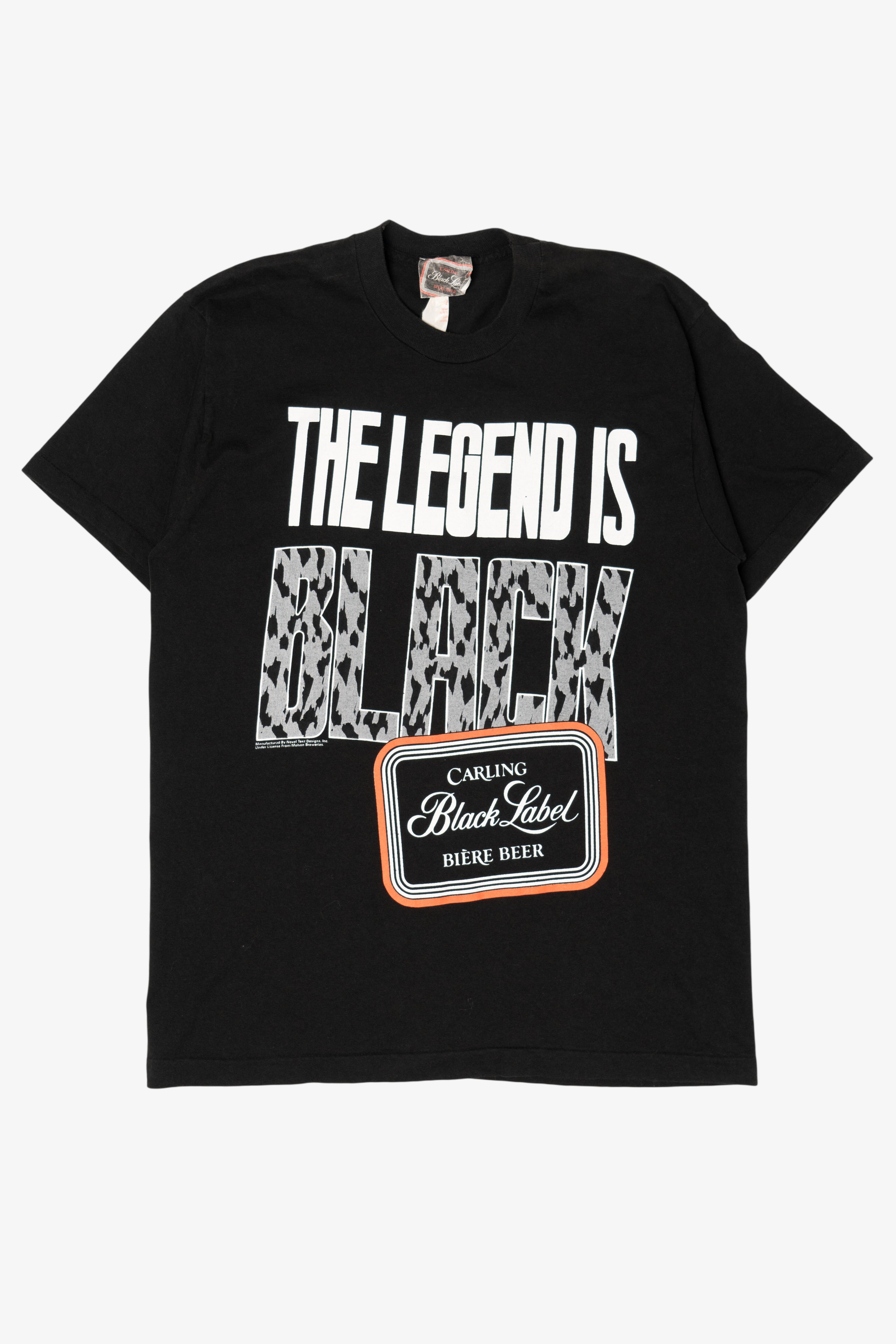Vintage "The Legend Is Black" Carling Black Label Biere BeerSingle Stitch T-Shirt (1990s)