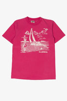 Vintage Pink Florida Embossed Sailboat Single Stitch T-Shirt (1990s)