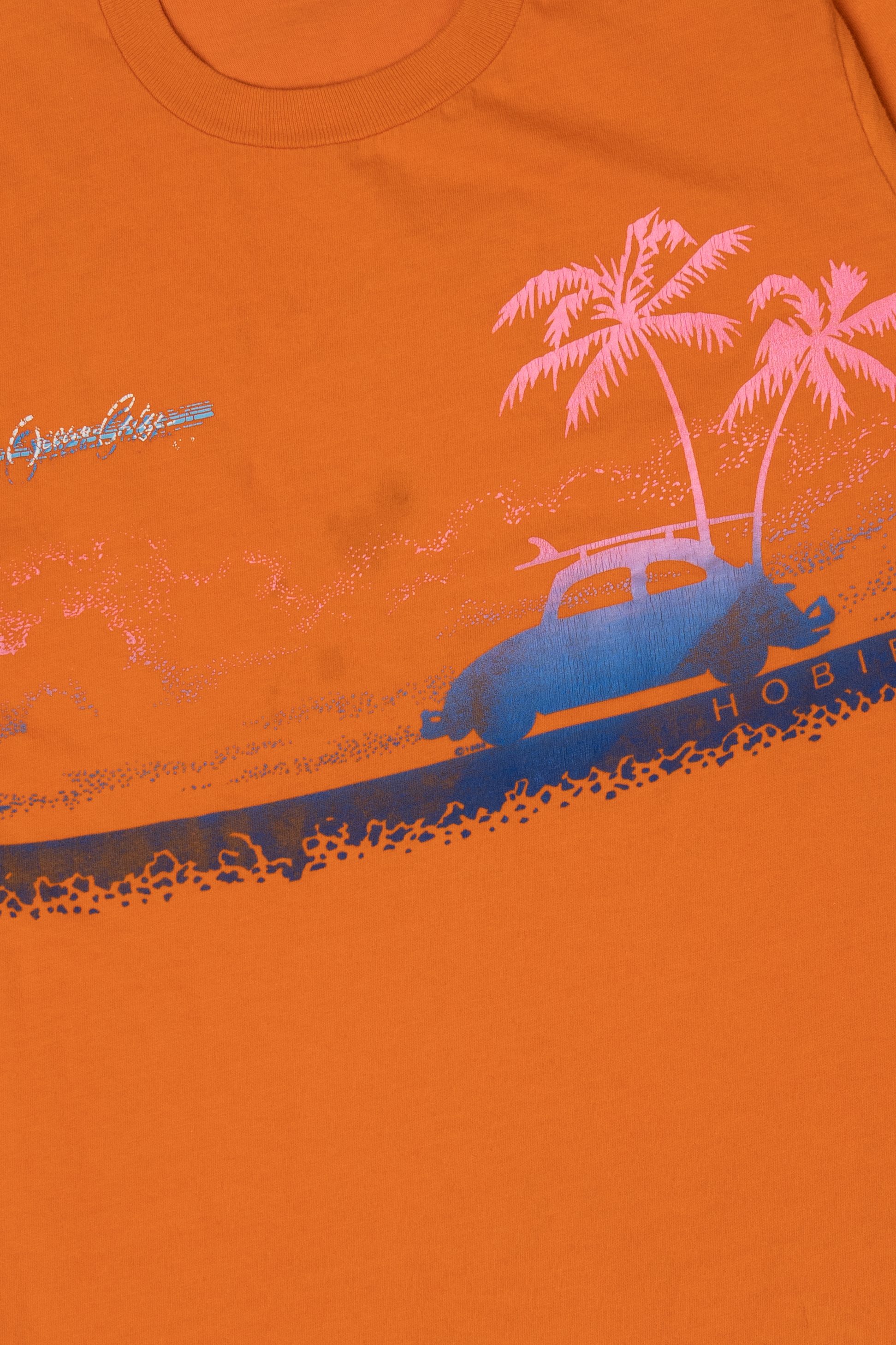 Vintage Orange "Ocean City" Hobie Wrap Around Single Stitch T-Shirt (1980s)