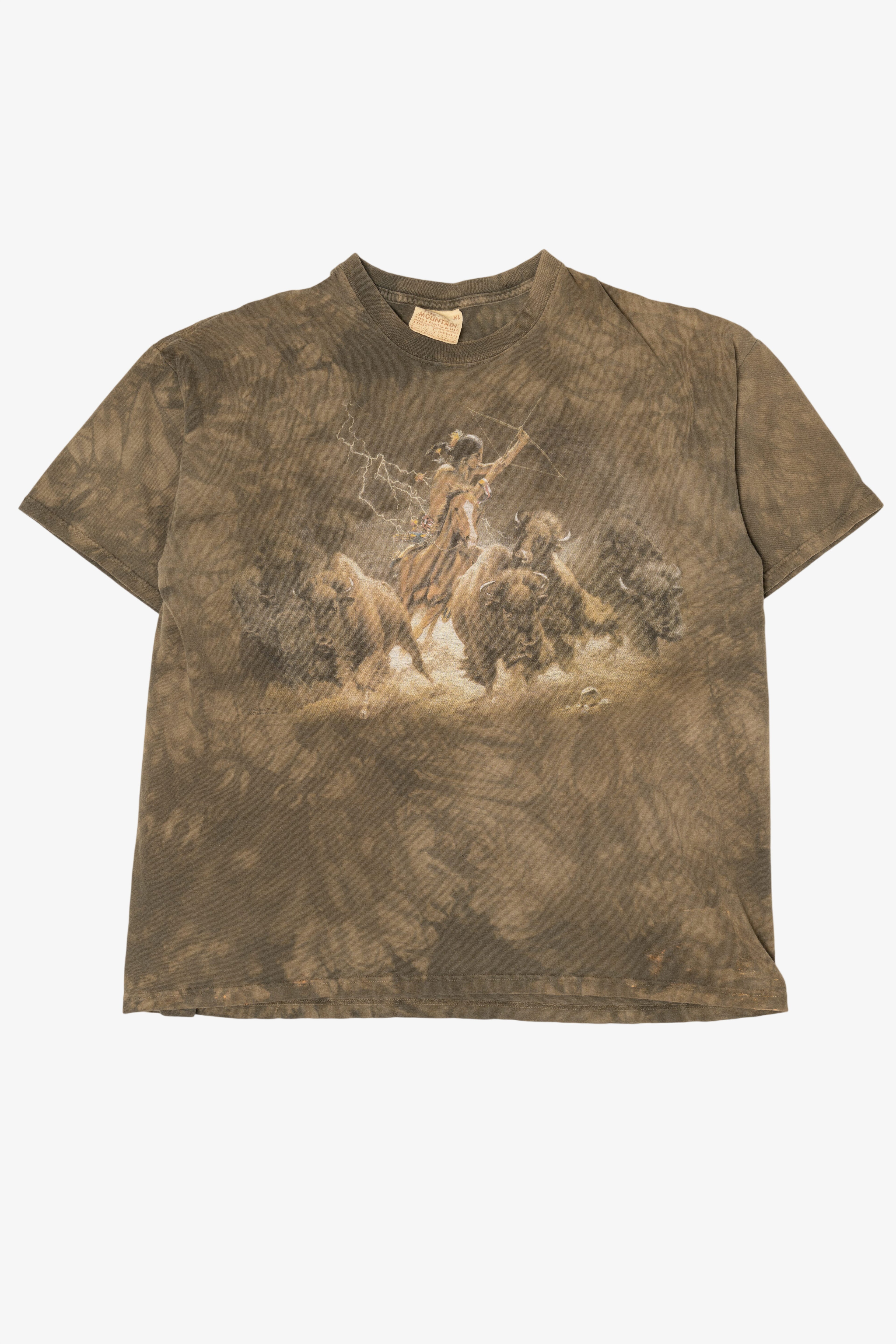 The Mountain Native American Herding Bison Tie Dye T-Shirt (2010s)