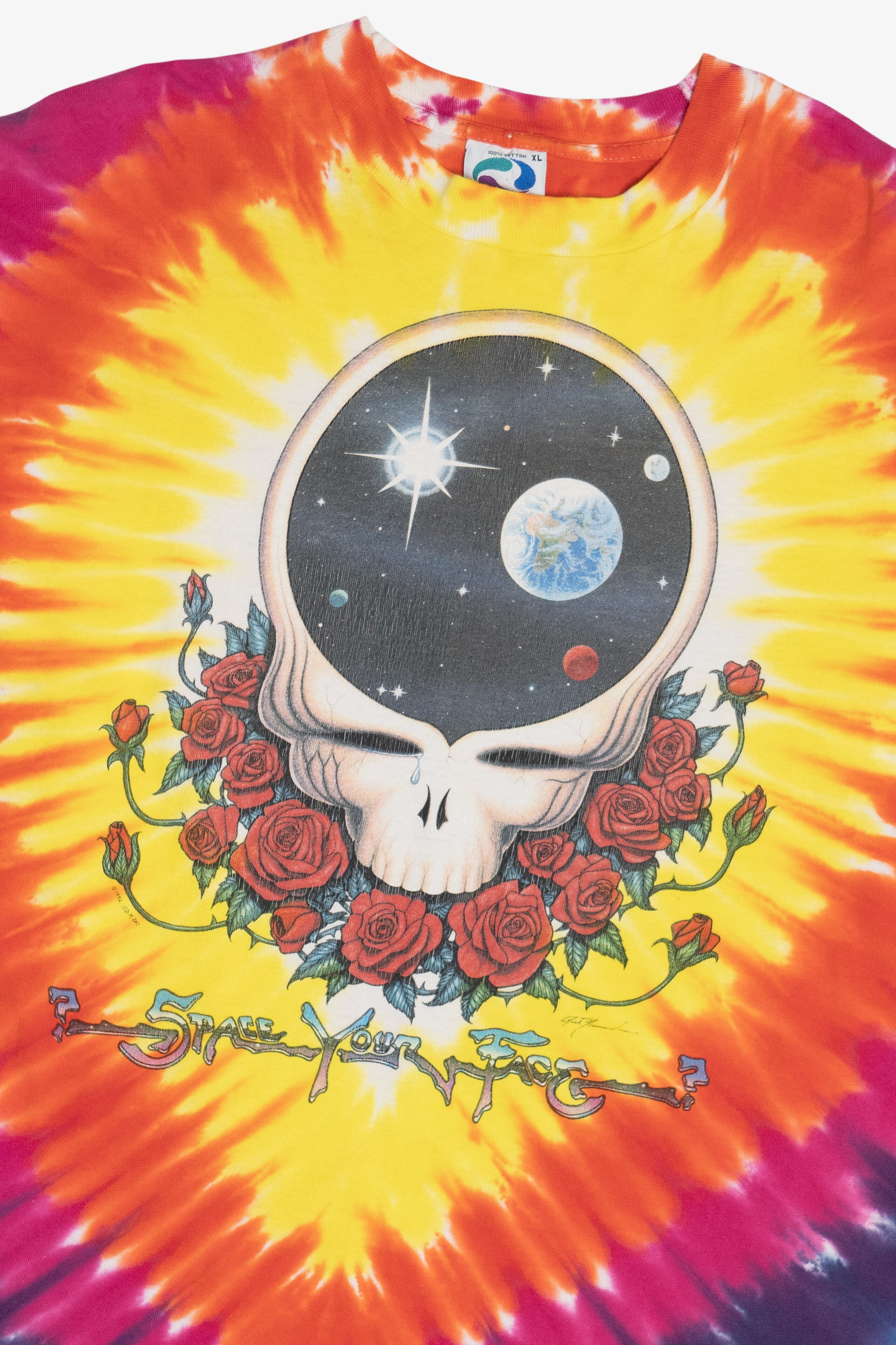 Vintage Grateful Dead "Space Your Face" Liquid Blue Long Sleeve Tie Dye T-Shirt (1990s)