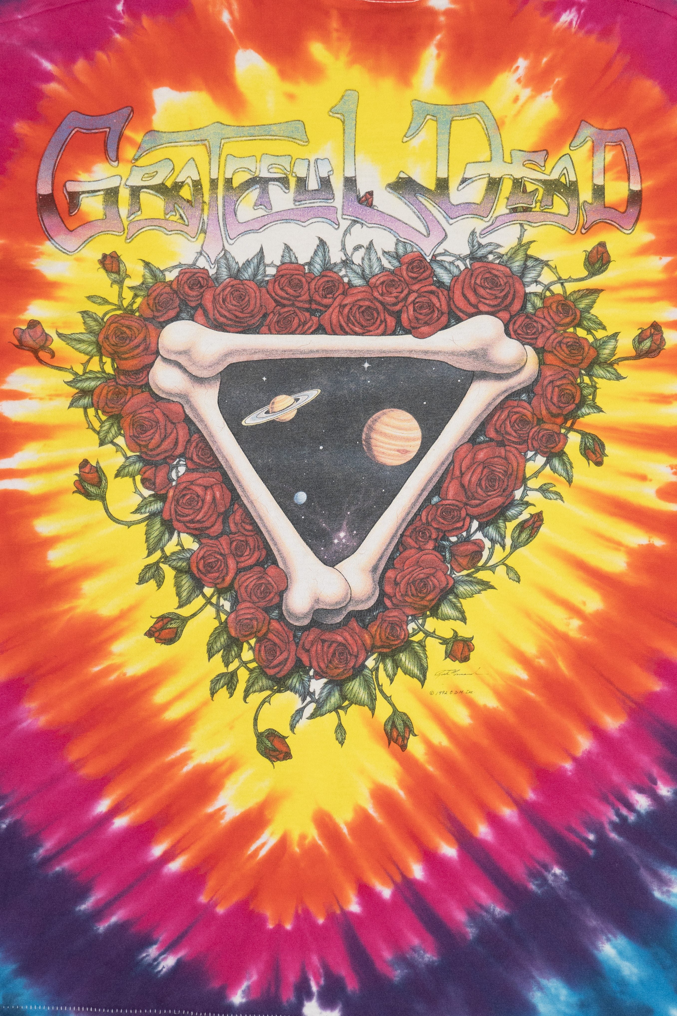 Vintage Grateful Dead "Space Your Face" Liquid Blue Long Sleeve Tie Dye T-Shirt (1990s)