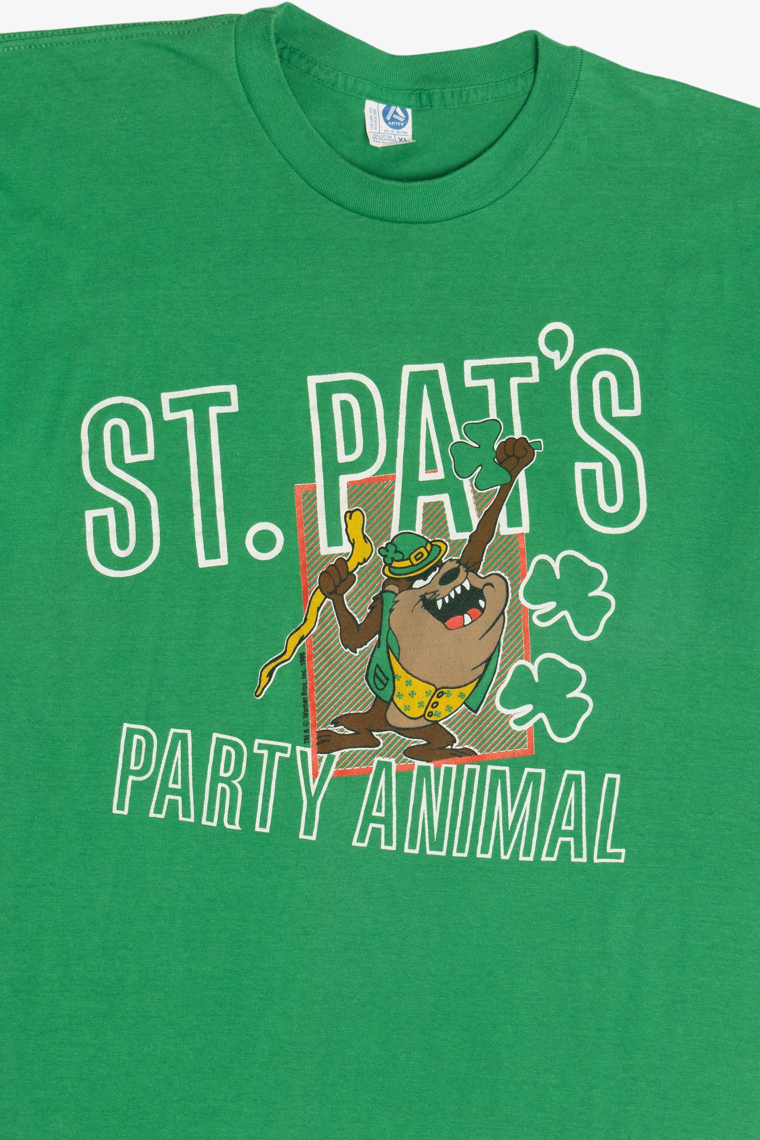 Vintage Taz "St. Pat's Party Animal" Looney Tunes Single Stitch T-Shirt (1990s)