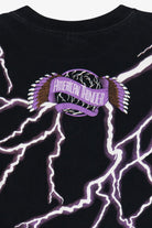 Vintage "Leader Of The Pack" American Thunder All Over Lightning Print Motorcycle T-Shirt (1990s)