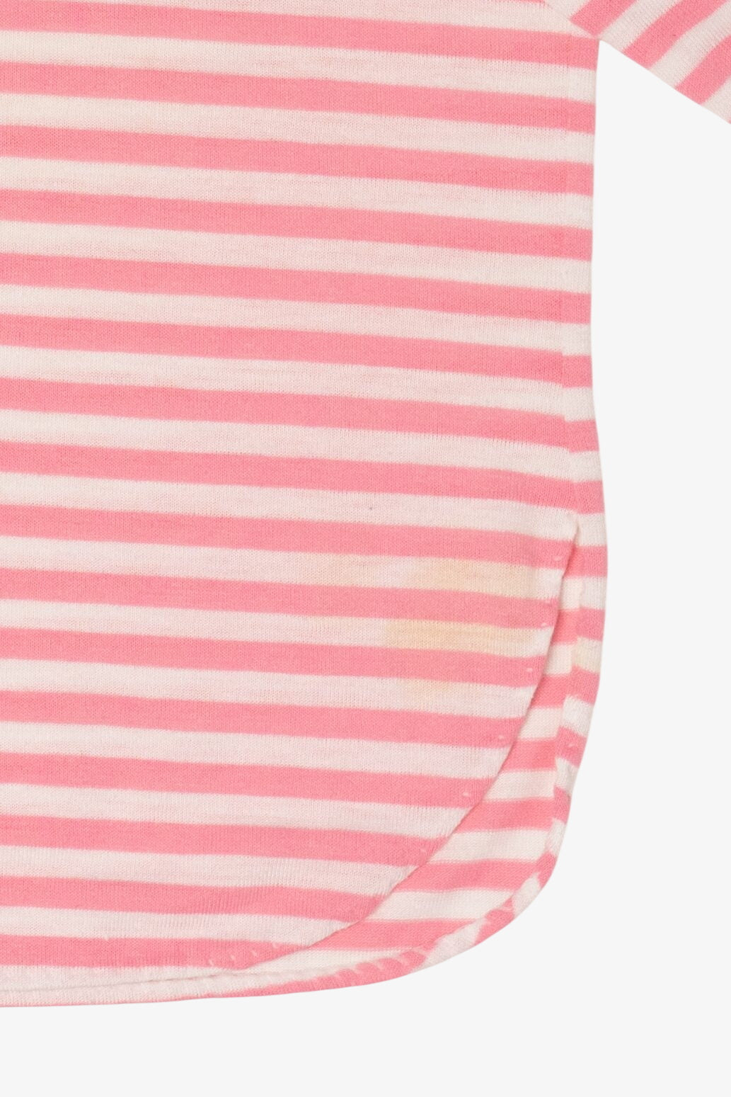 Vintage Pink Striped Embroidered Pajama Long Sleeve T-Shirt (1980s)