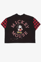 Vintage Distressed Mickey Mouse Plaid Sleeves Single Stitch T-Shirt (1990s)