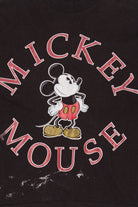 Vintage Distressed Mickey Mouse Plaid Sleeves Single Stitch T-Shirt (1990s)