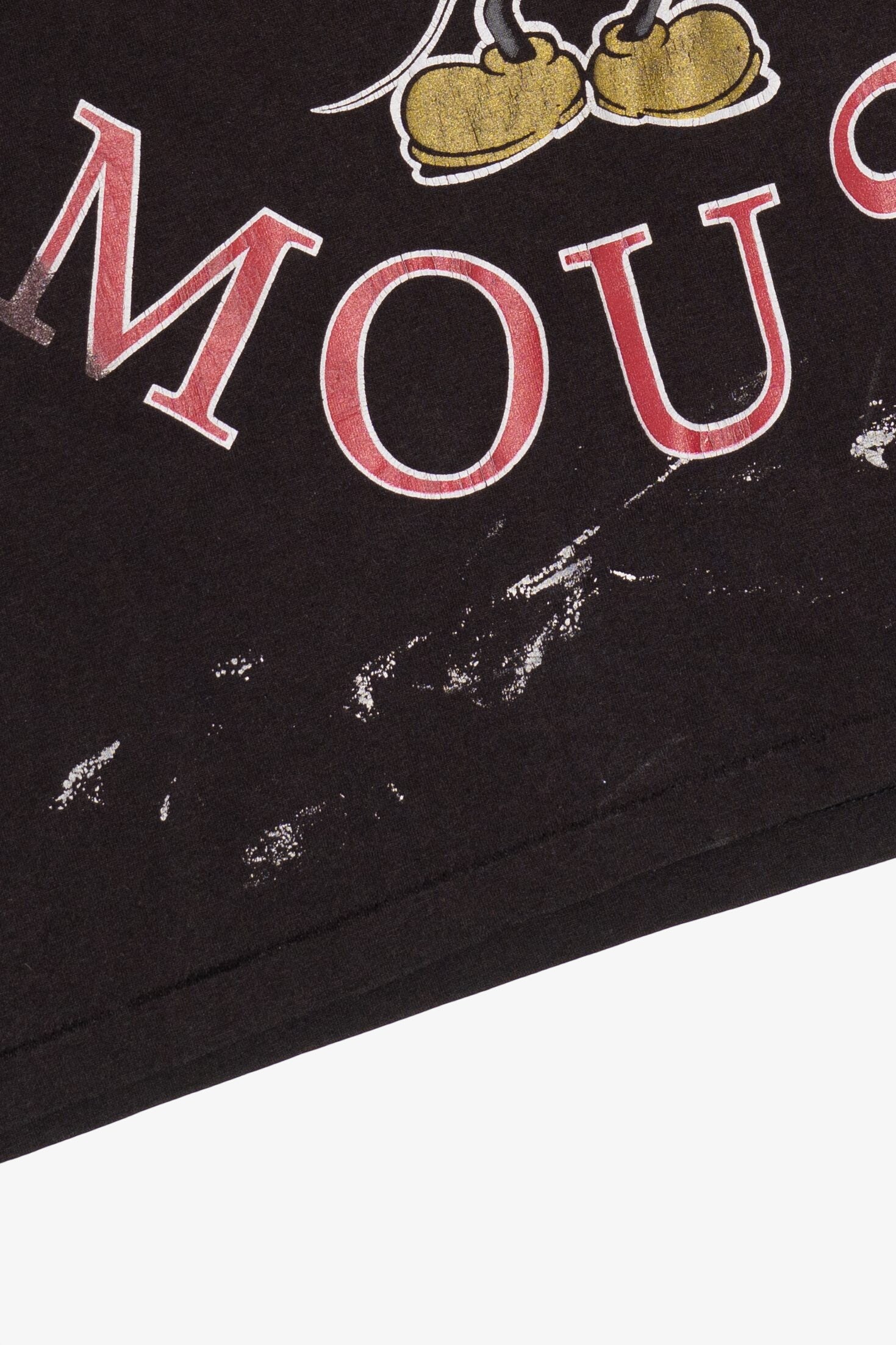 Vintage Distressed Mickey Mouse Plaid Sleeves Single Stitch T-Shirt (1990s)