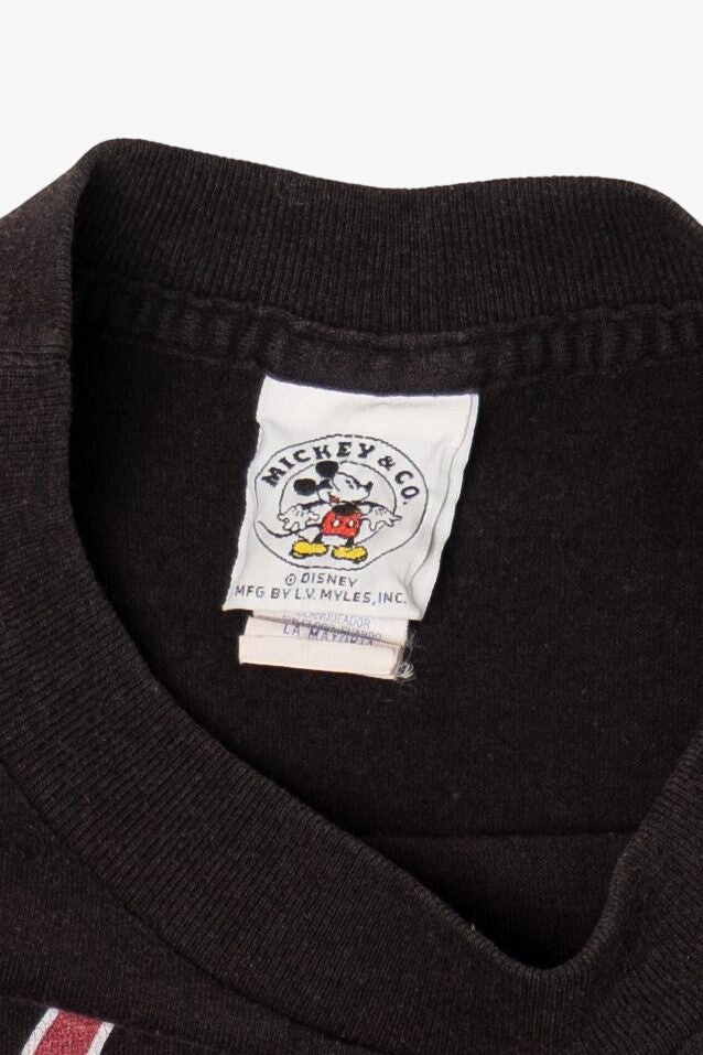 Vintage Distressed Mickey Mouse Plaid Sleeves Single Stitch T-Shirt (1990s)