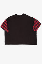 Vintage Distressed Mickey Mouse Plaid Sleeves Single Stitch T-Shirt (1990s)