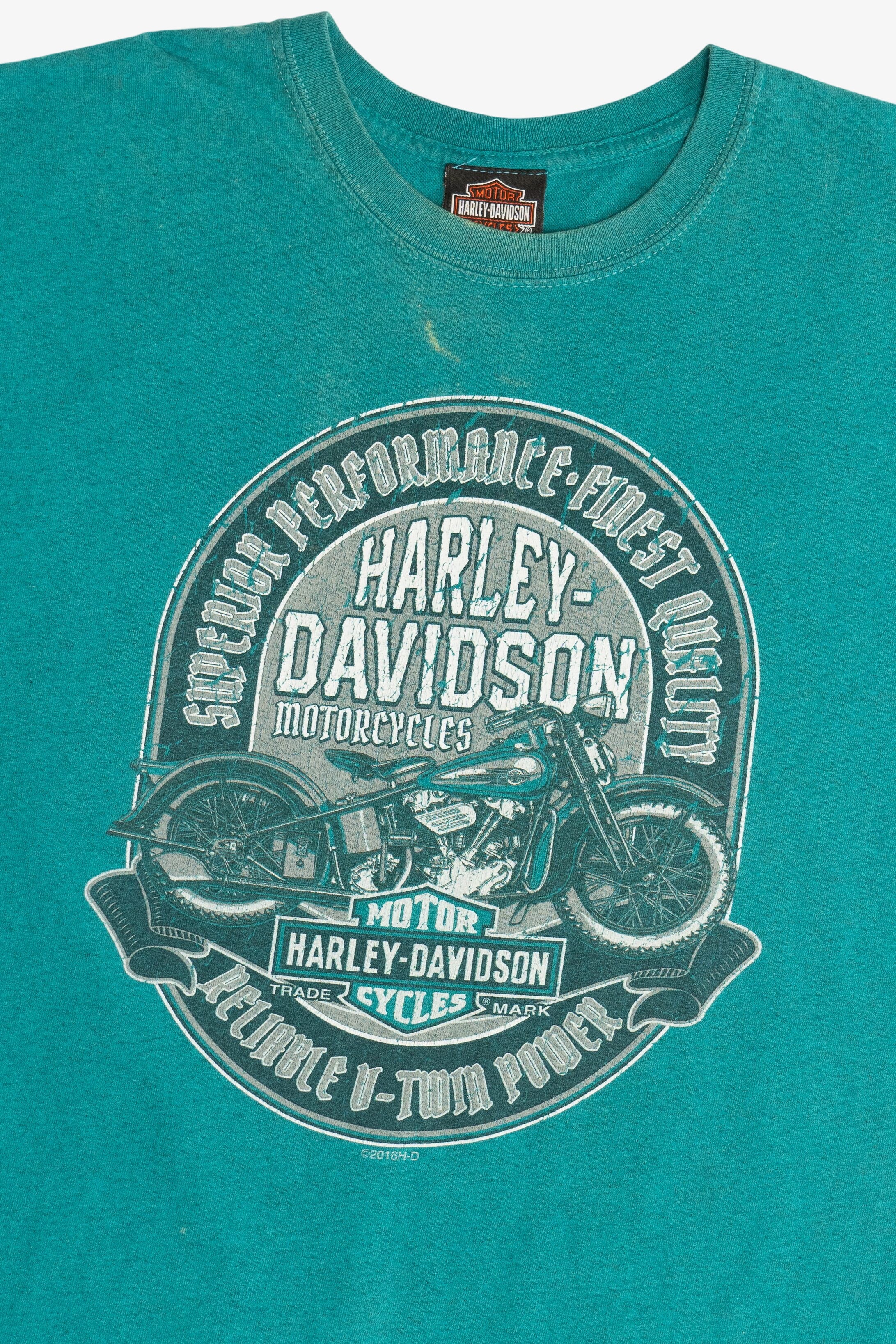 Distressed Harley Davidson Motorcycles "Stormy Hill" "Clermont, FL" T-Shirt (2010s)